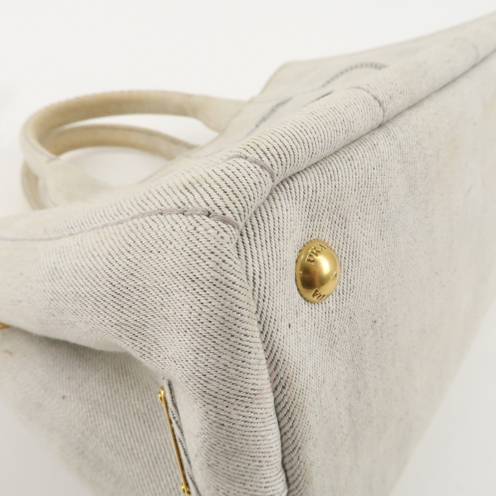 PRADA Canvas Canapa Mini Hand Bag Light Grey