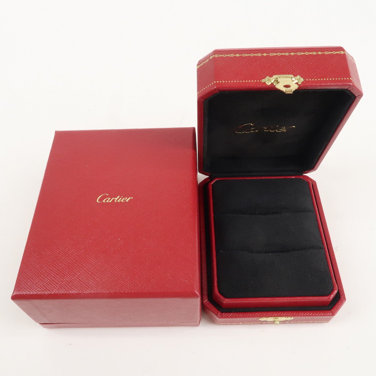 Cartier Set of 2 Pair Ring Box Display Box Jewelry Box Red