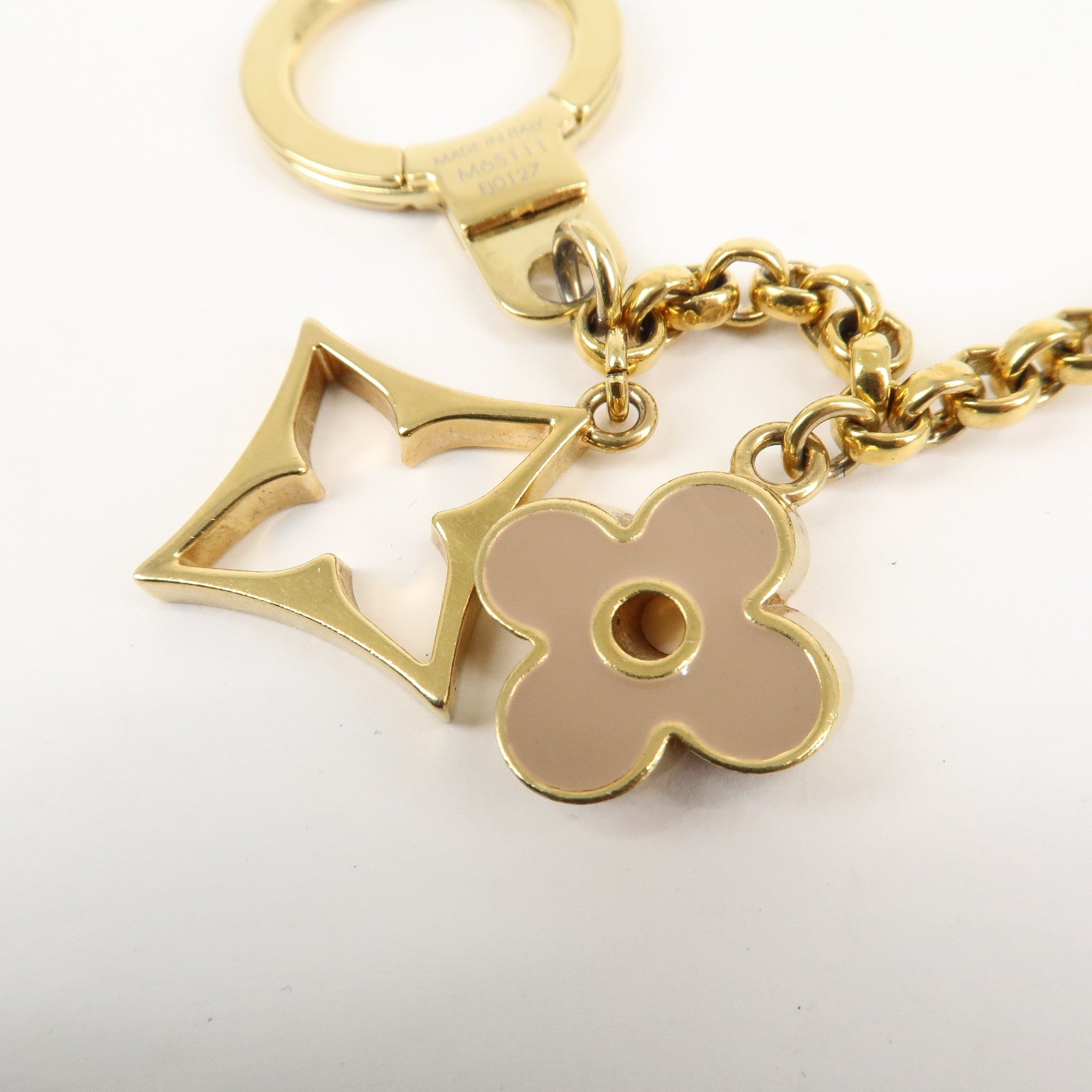 Louis Vuitton Fleur de Monogram Bag Charm Key Chain Gold M65111