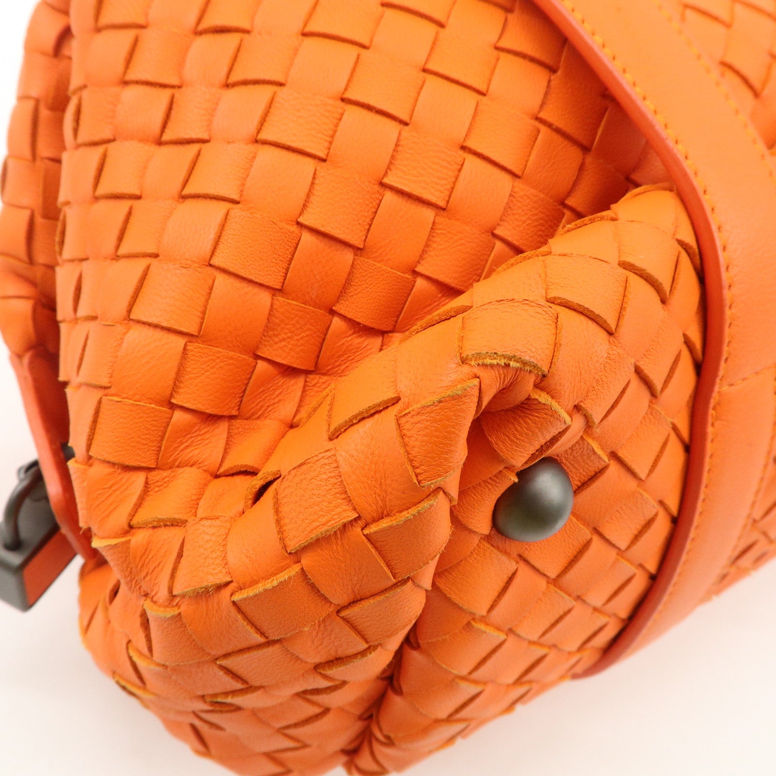 BOTTEGA VENETA Intrecciato Leather Boston Bag Hand Bag Orange