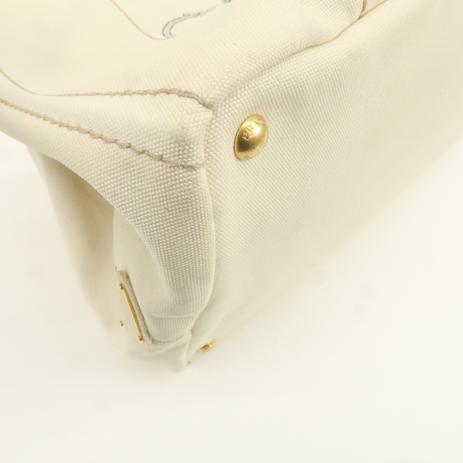 PRADA Logo Canapa Large Canvas Tote Hand Bag Ivory BN1872