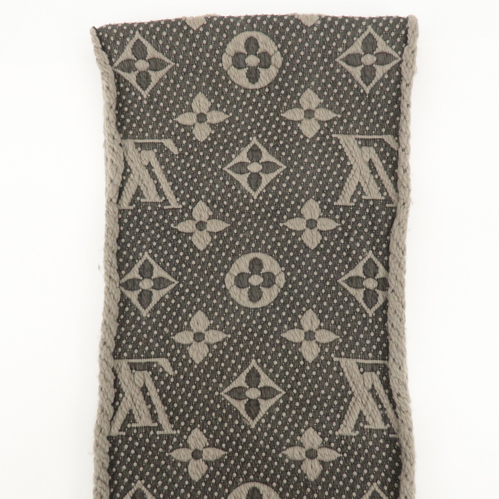 Louis Vuitton Escharpe Logo Mania Cashmere Scarf Gray 413287 Used