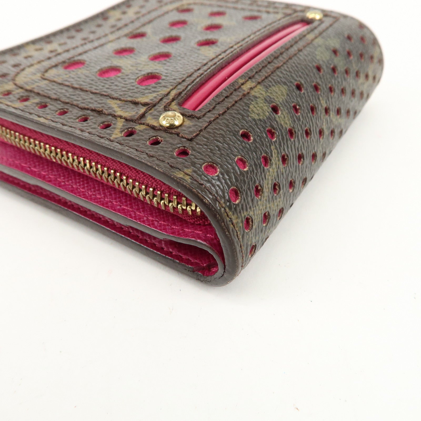 Louis Vuitton Monogram Perfor Compact Zip Fuchsia M95188