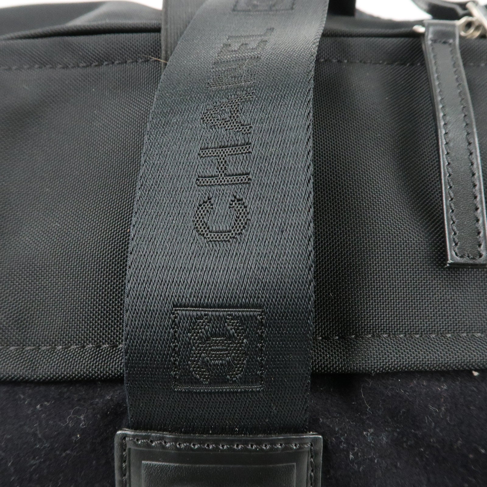 CHANEL Sports Line Felt Nylon Leather Boston Bag Black