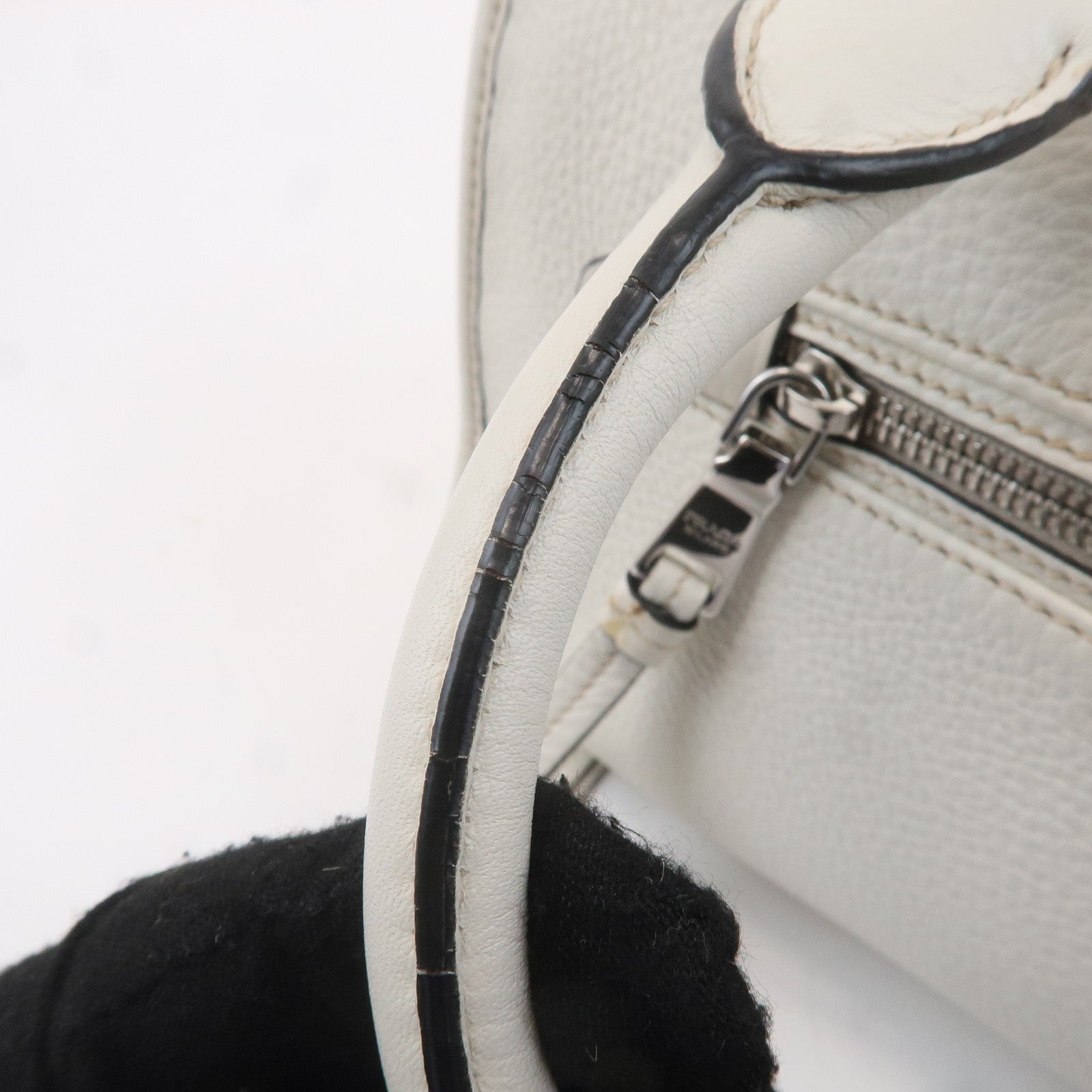 PRADA Leather Vitello Phenix 2WAY Bag Hand Bag White 1BB022