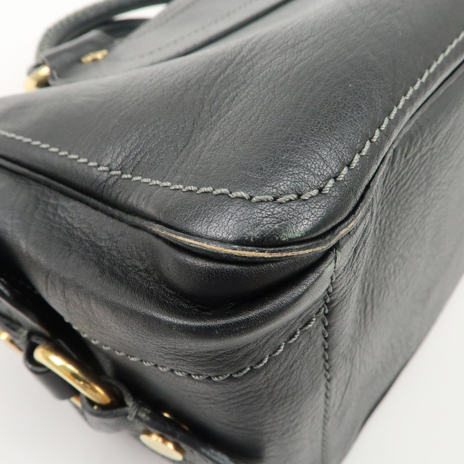 CELINE Leather Boogie Bag Hand Bag Black