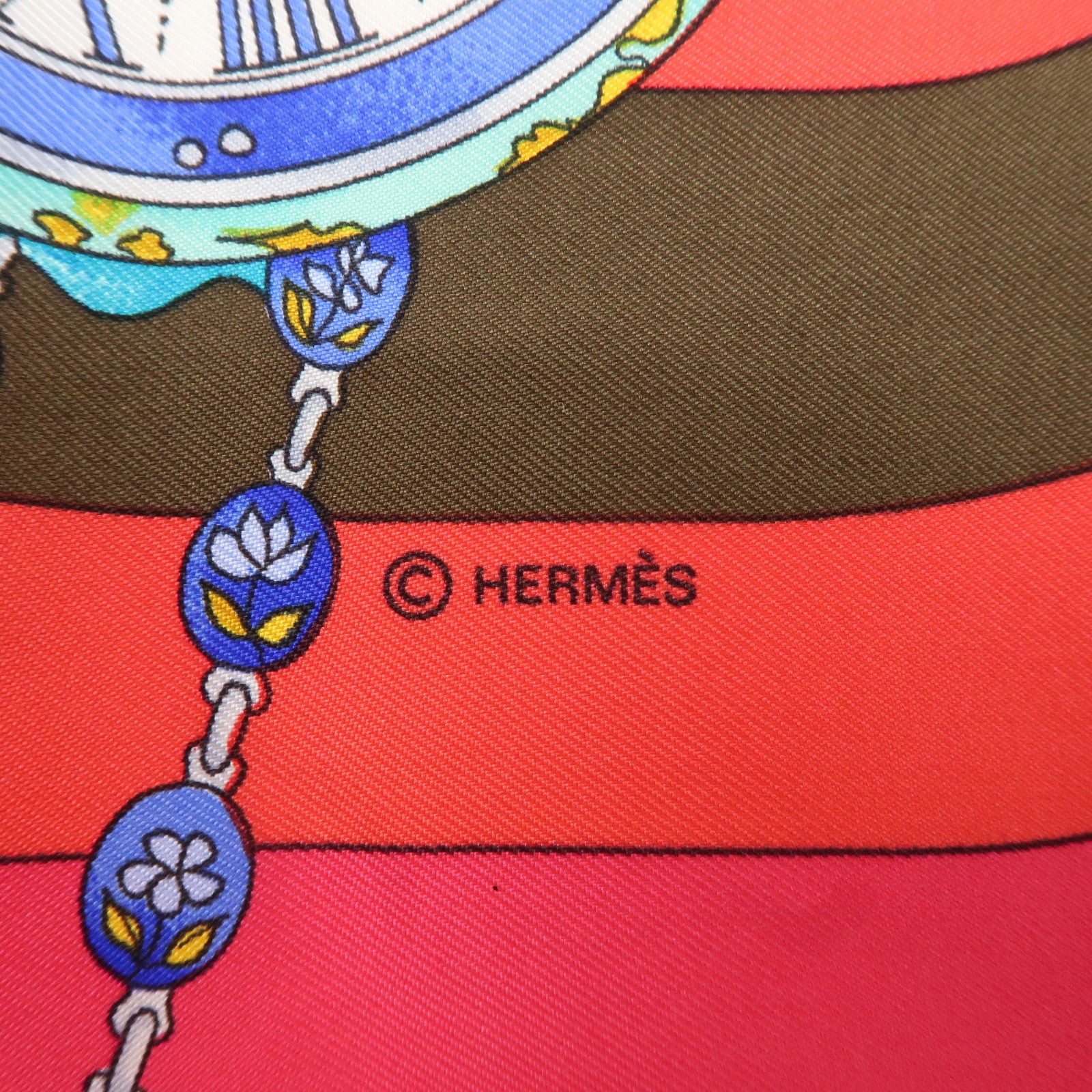 HERMES Carre 90 100% Silk PARMI LES FLEURS JE COMPTE LES HEURES Used