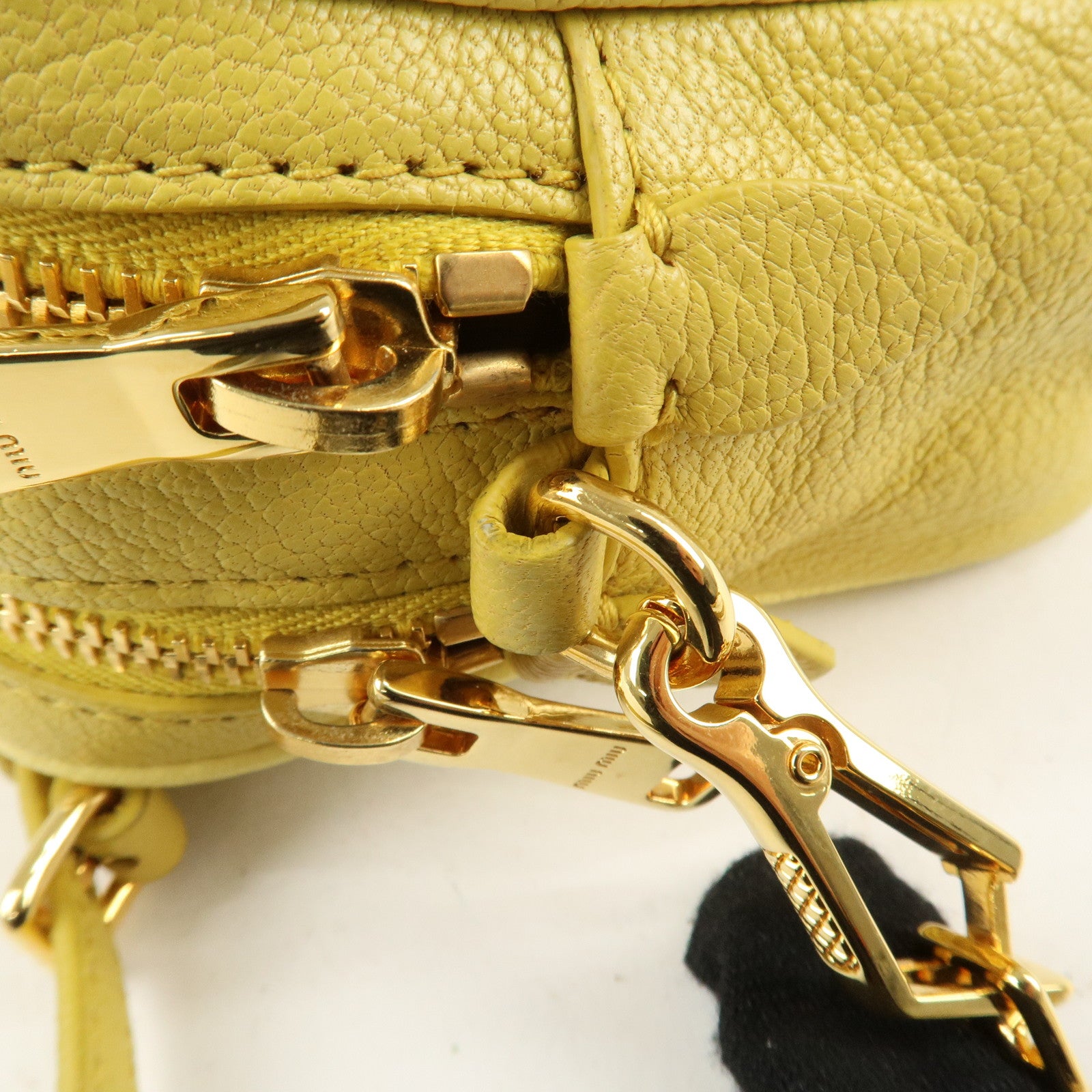 MIU MIU Leather MADRAS BICOLORE Shoulder Bag Yellow RT0539