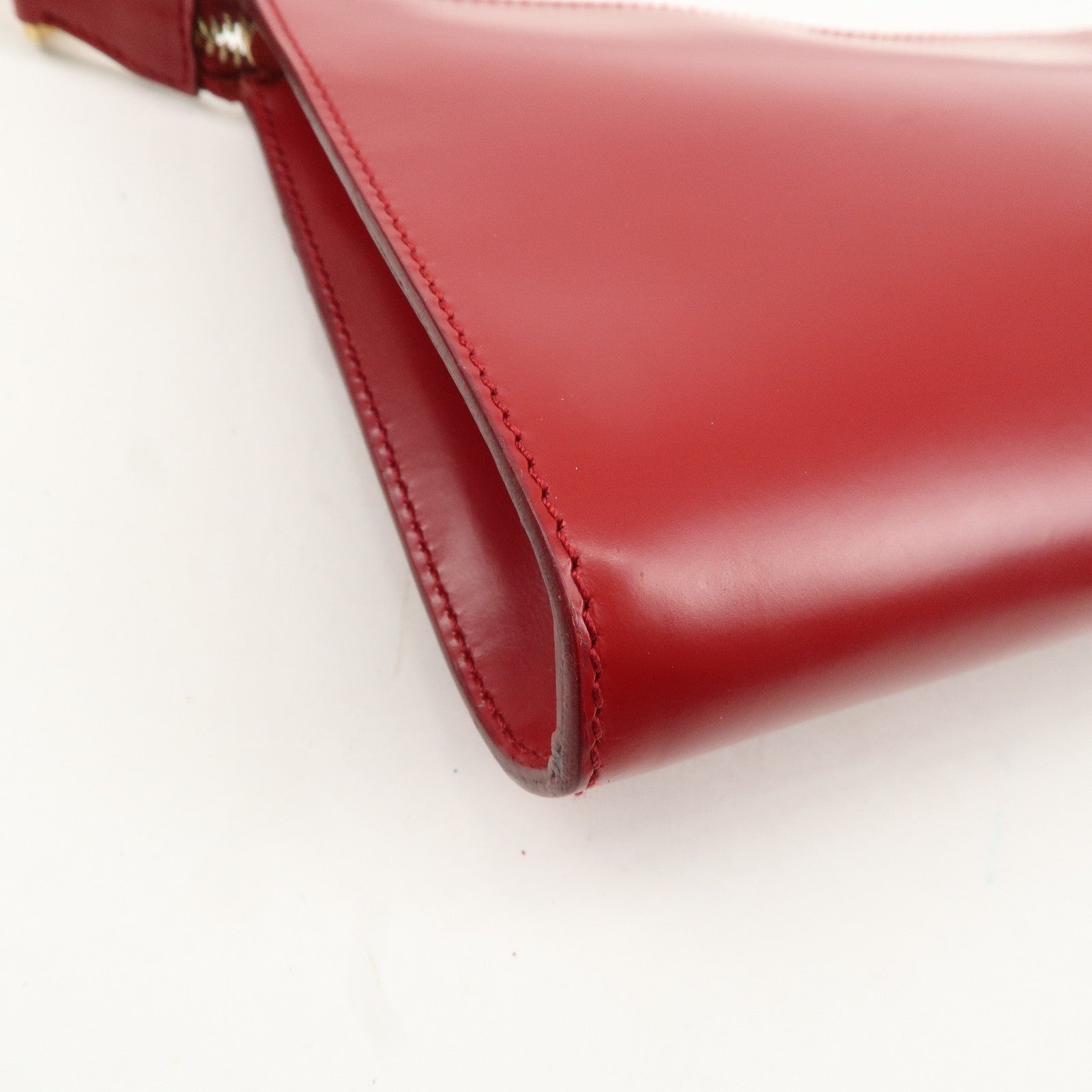 Ferragamo Gancini Leather Semi Shoulder Bag Red Used