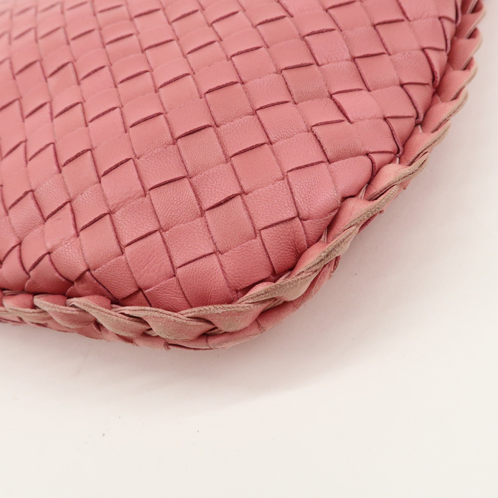 BOTTEGA VENETA Hobo Intrecciato Leather Shoulder Bag Pink 115653