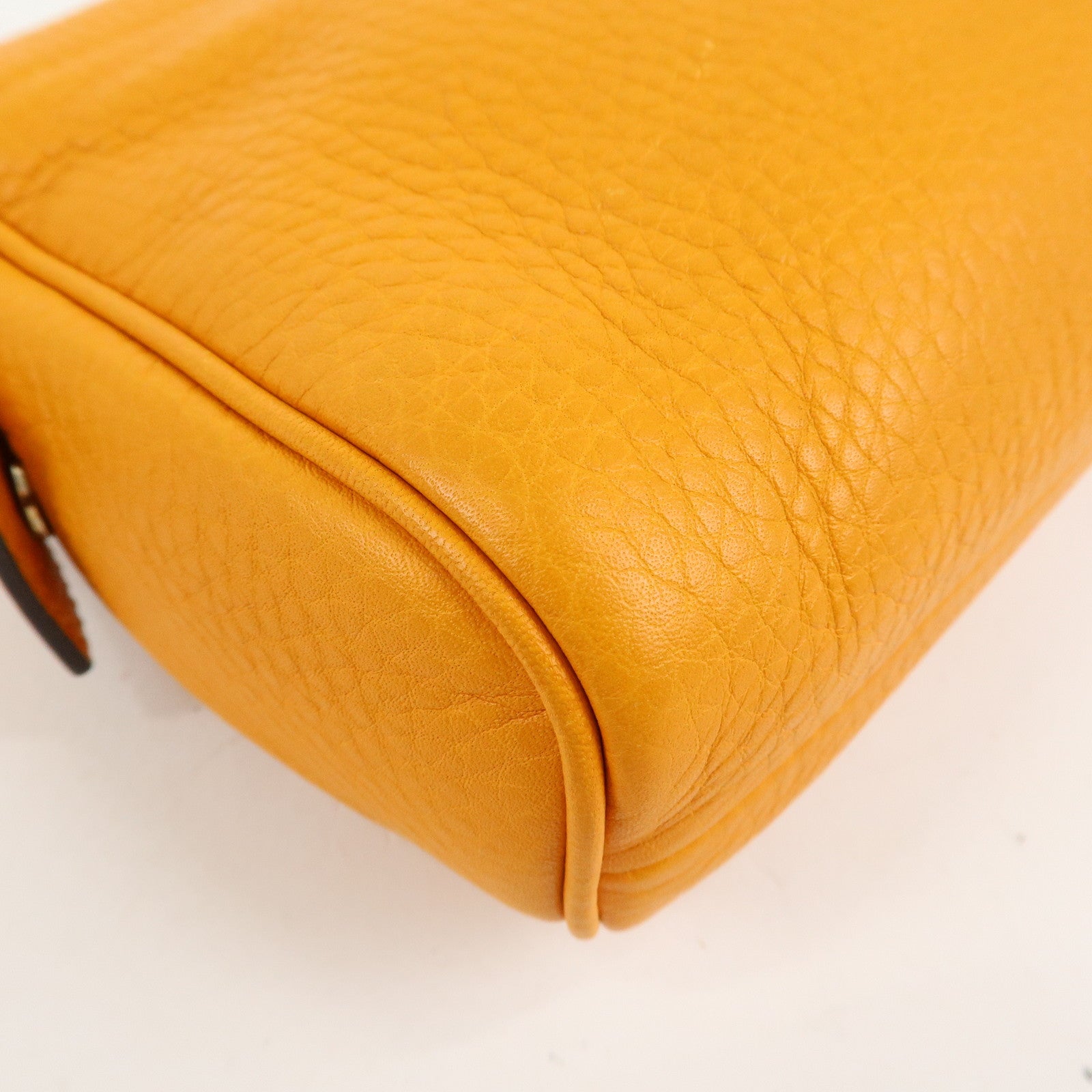 GUCCI SOHO Leather Cosmetic Pouch Clutch Bag Orange 338191 Used