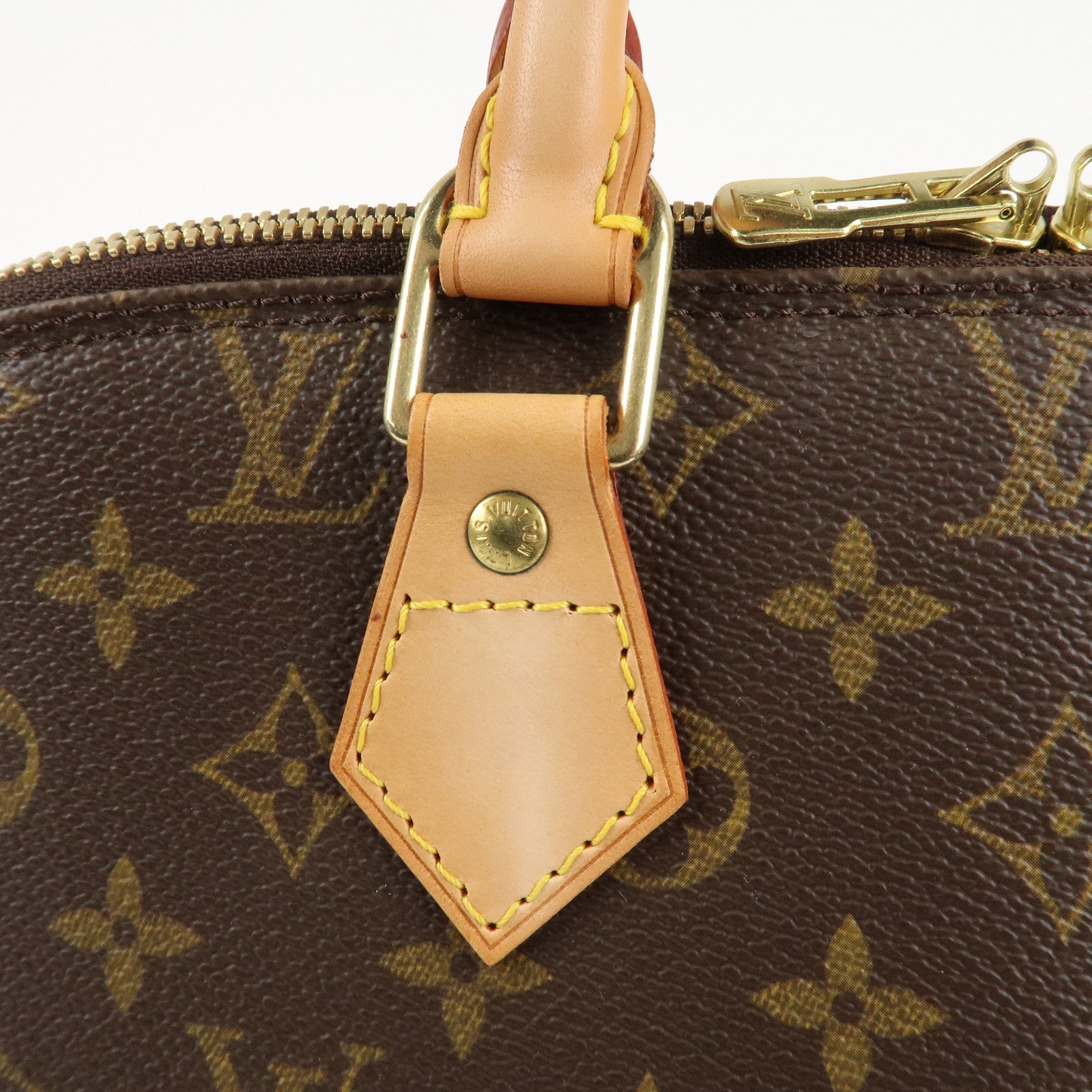 Louis Vuitton Monogram Alma Hand Bag Brown Gold Hardware M51130