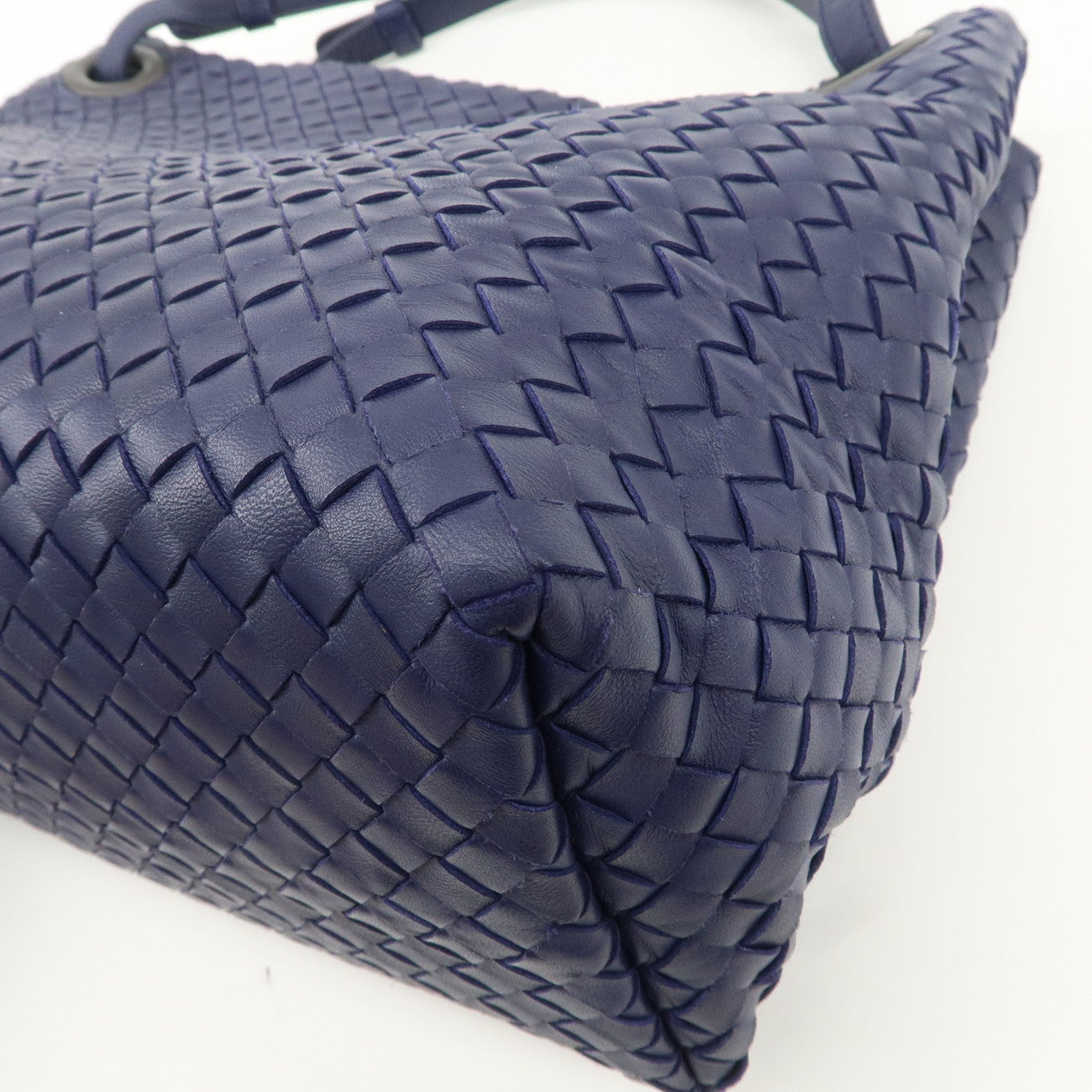 BOTTEGA VENETA Intrecciato  Leather Shoulder Bag Tote Bag Navy