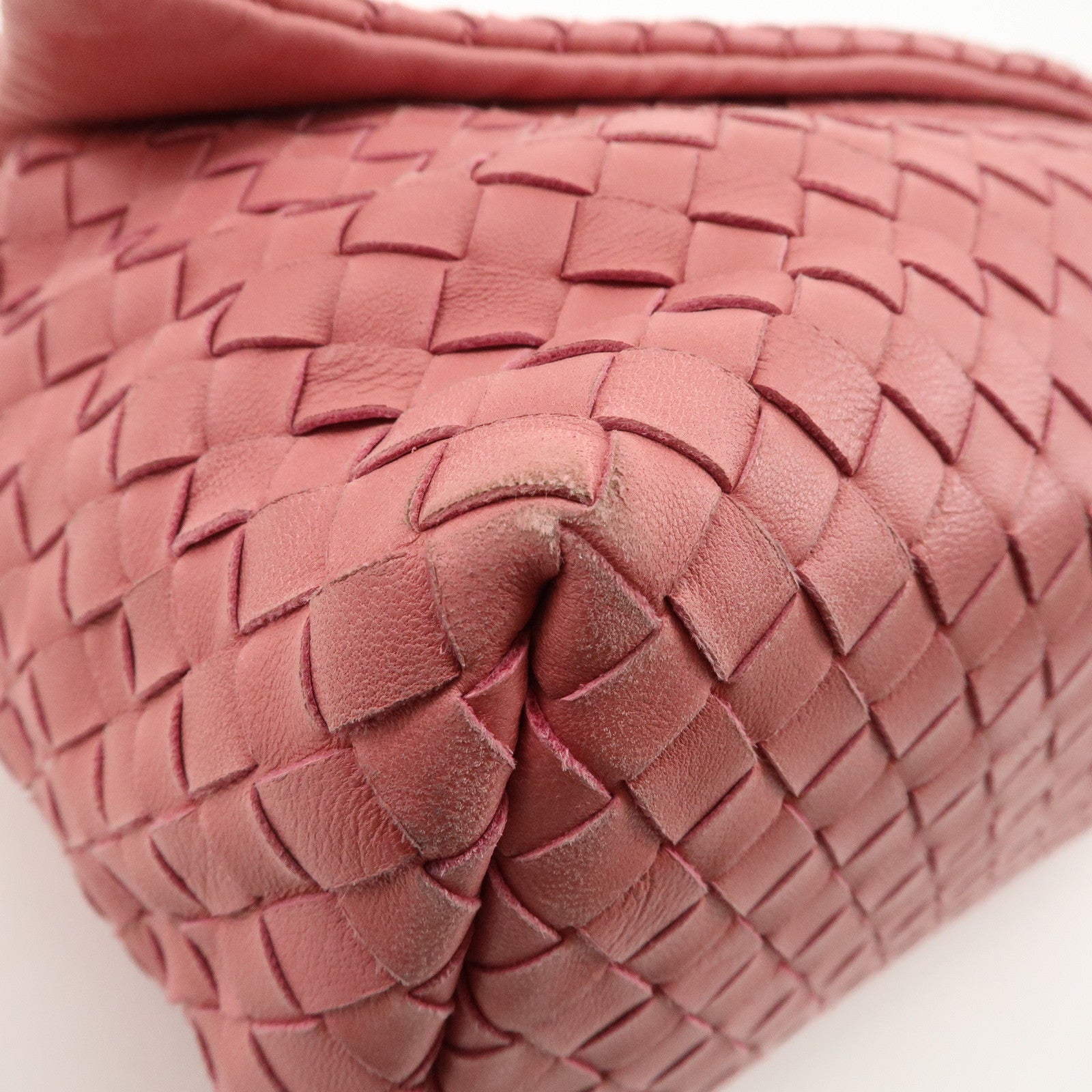 BOTTEGA VENETA Intrecciato Leather Shoulder Bag Pink 162117