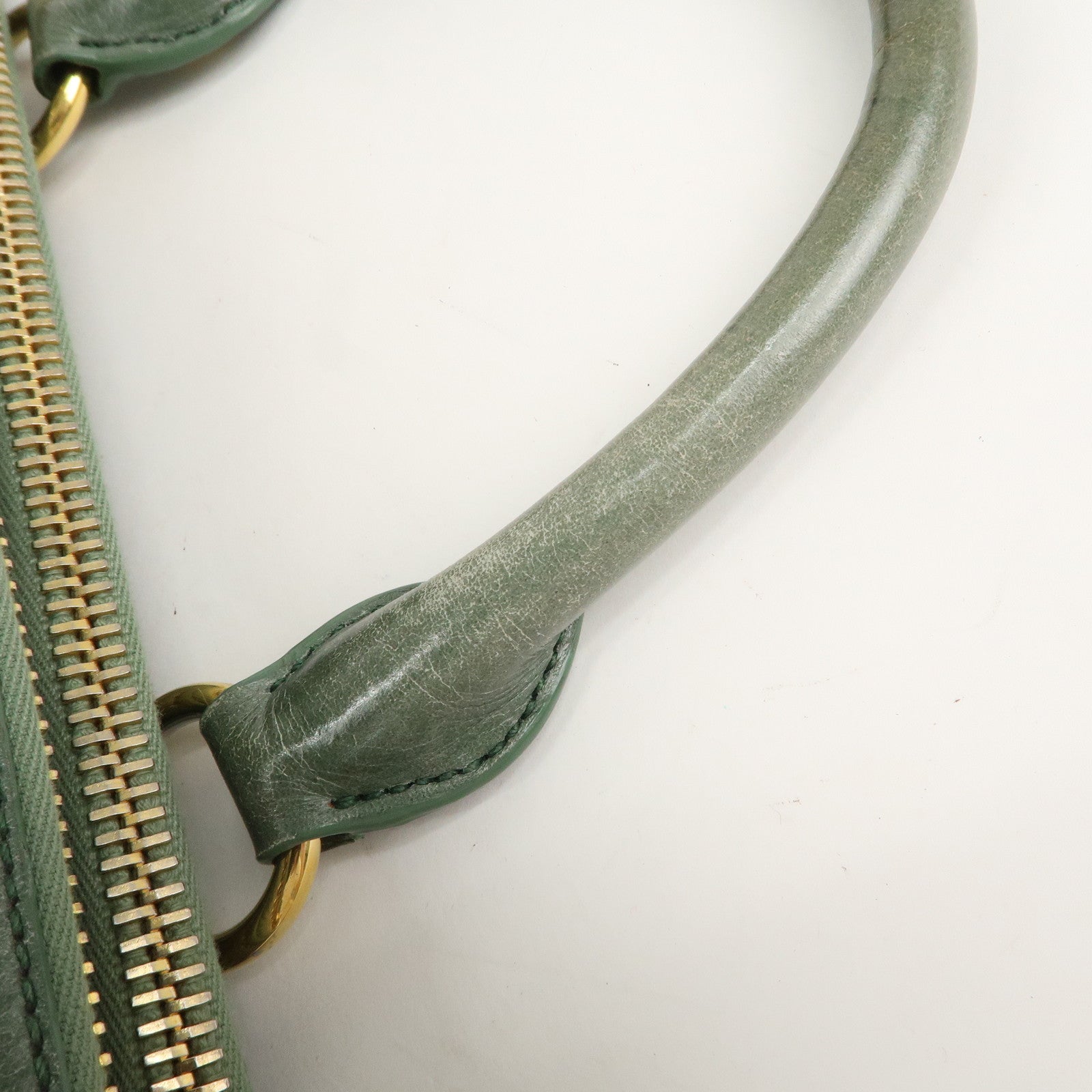 MIU MIU Leather 2Way Bag Hand Bag Shoulder Bag Green