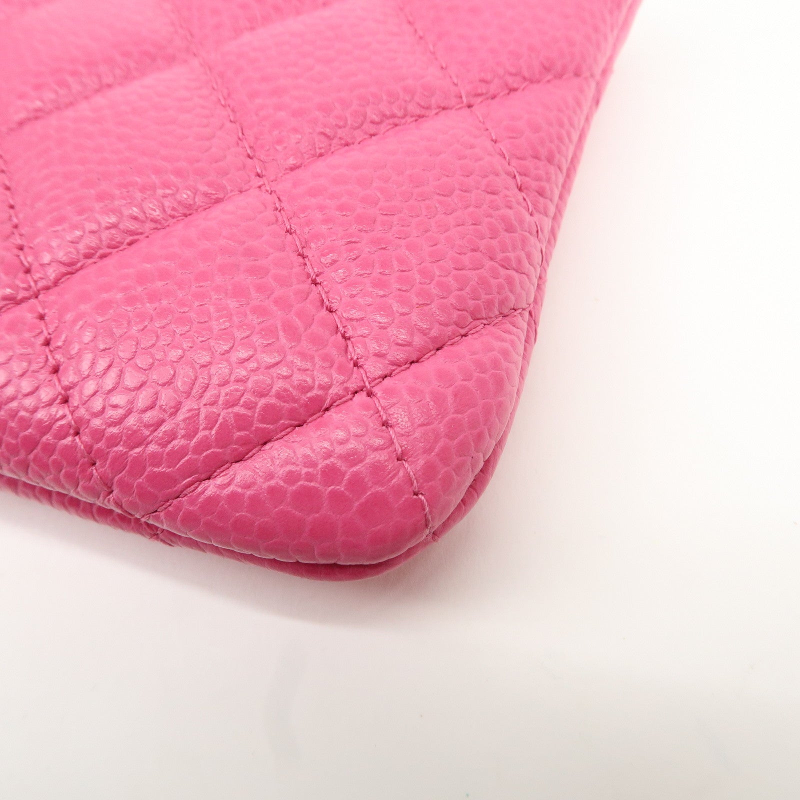 CHANEL Matelasse Caviar Skin Mini Pouch Pink A69523 Used