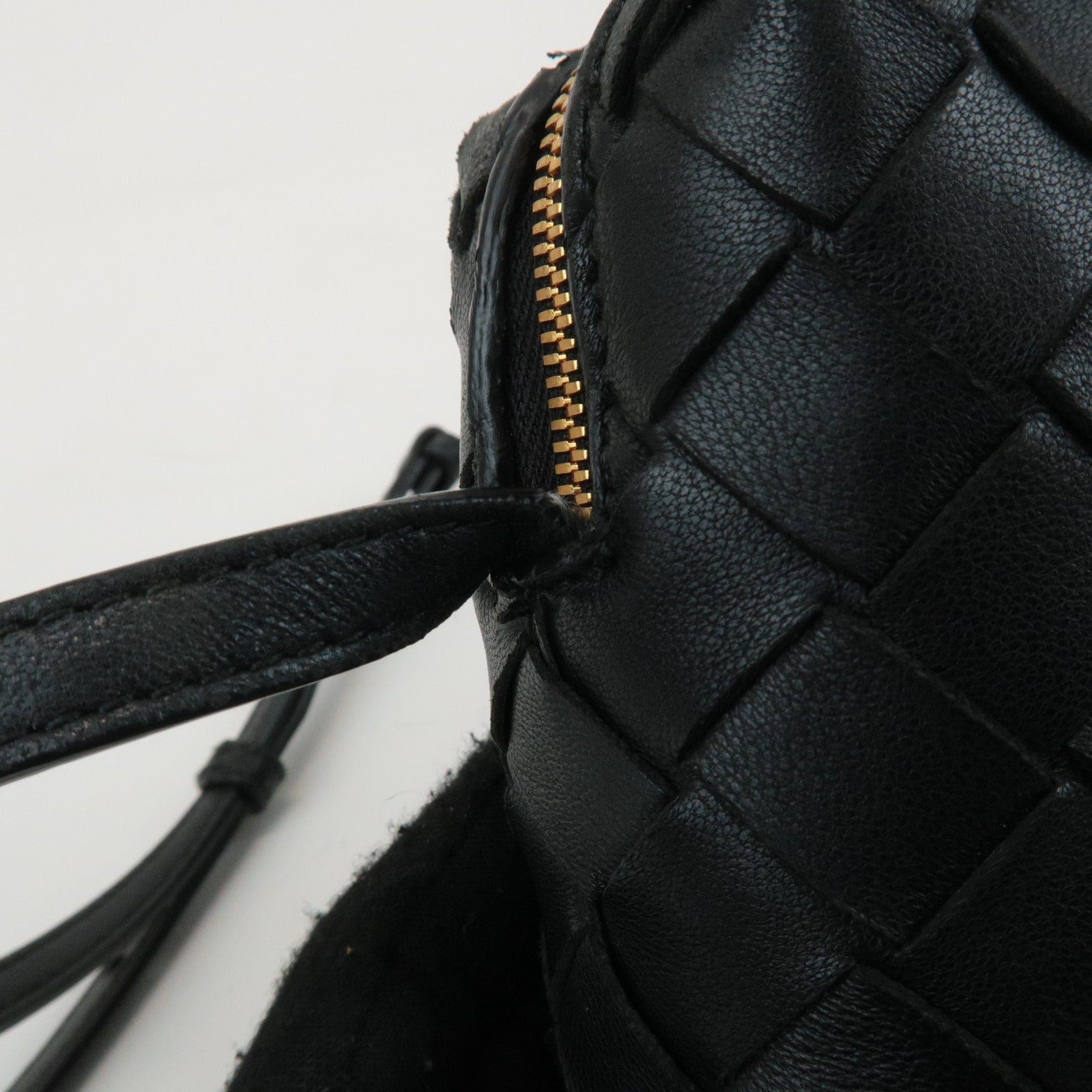 BOTTEGA VENETA Intrecciato Leather Shoulder Bag Black