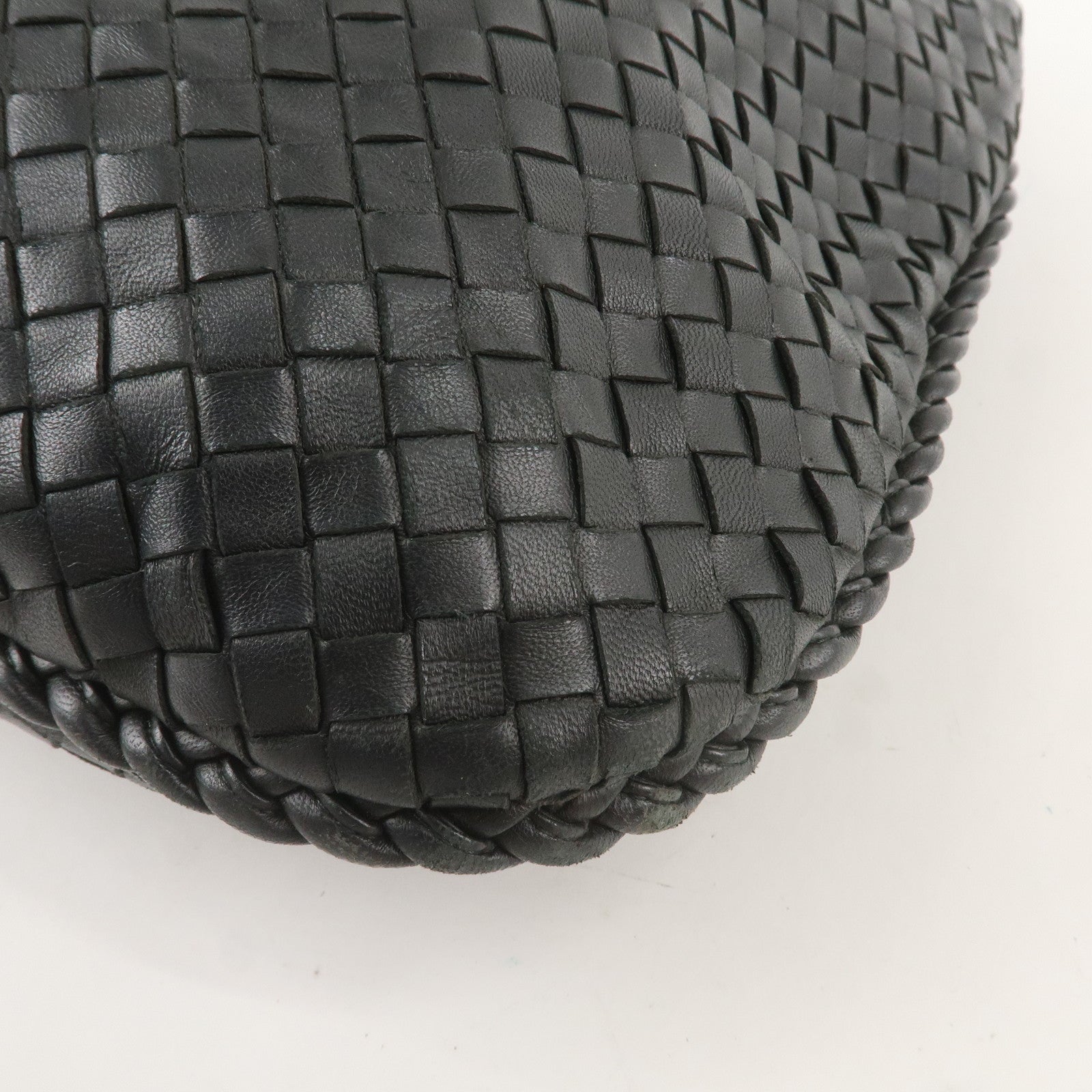 BOTTEGA VENETA Intrecciato Leather Shoulder Bag  Black