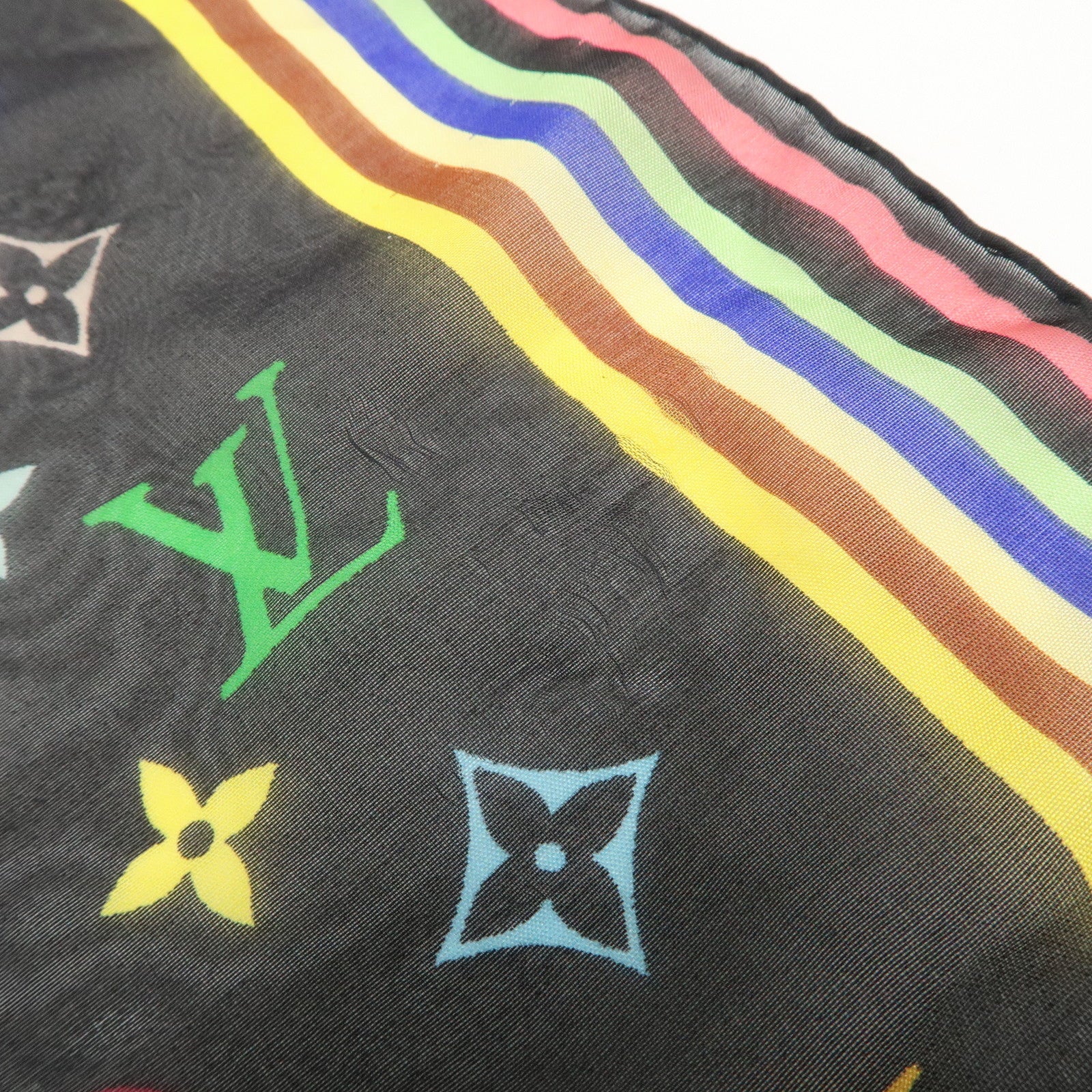 Louis Vuitton Monogram Multi Color 100% Silk Scarf Noir M71916 Used