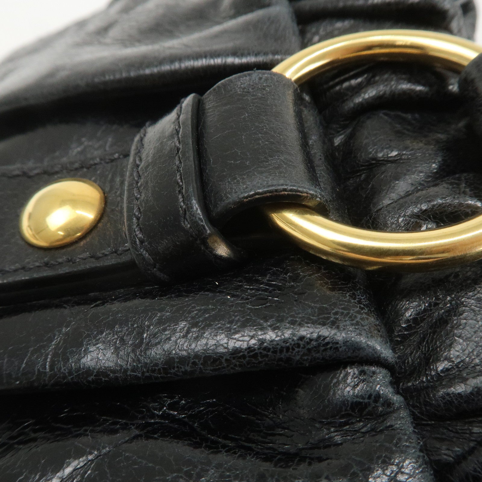 MIU MIU Leather 2WAY Bag Hand Bag Black