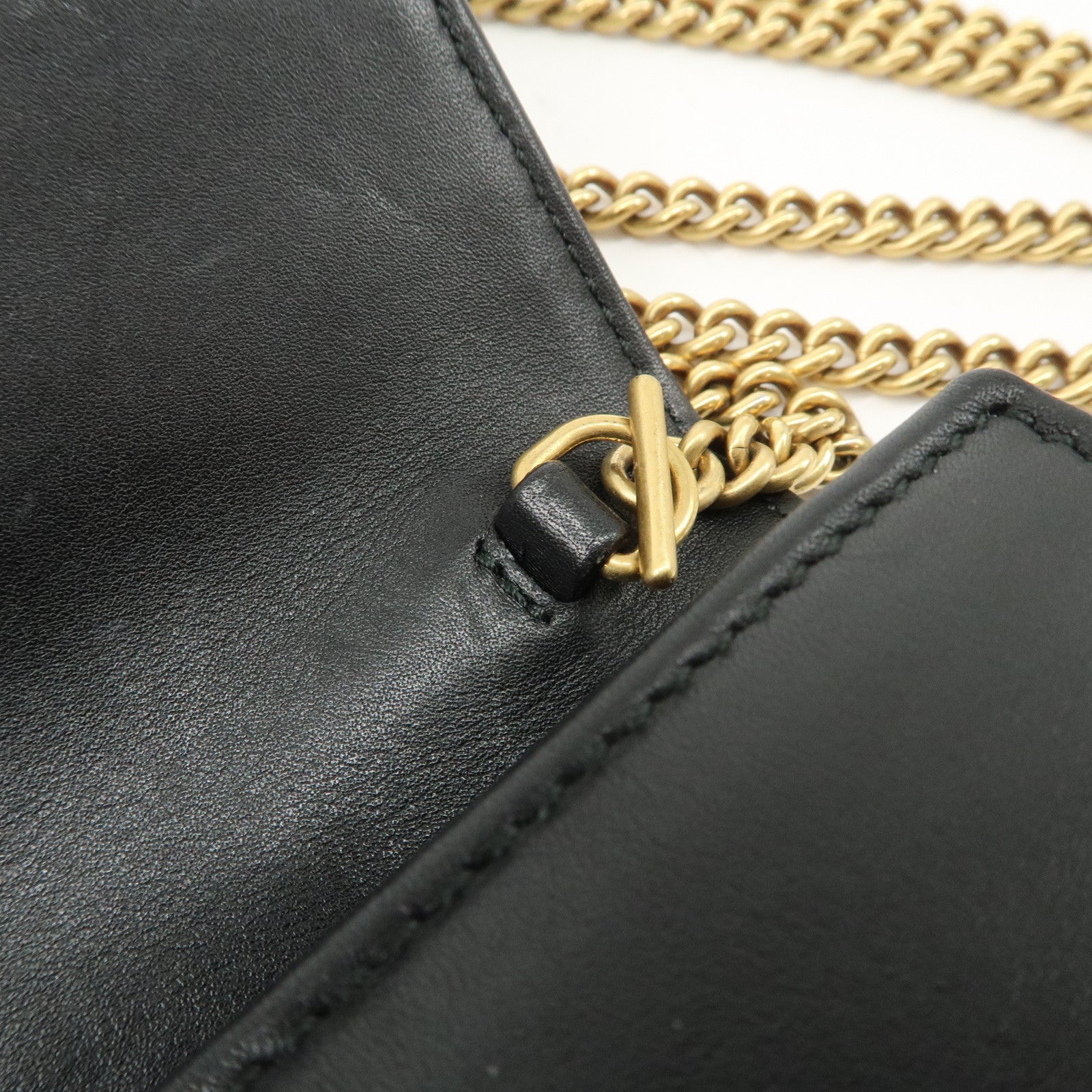 GUCCI GG Marmont Leather Chain Shoulder Bag Black 488426 Used