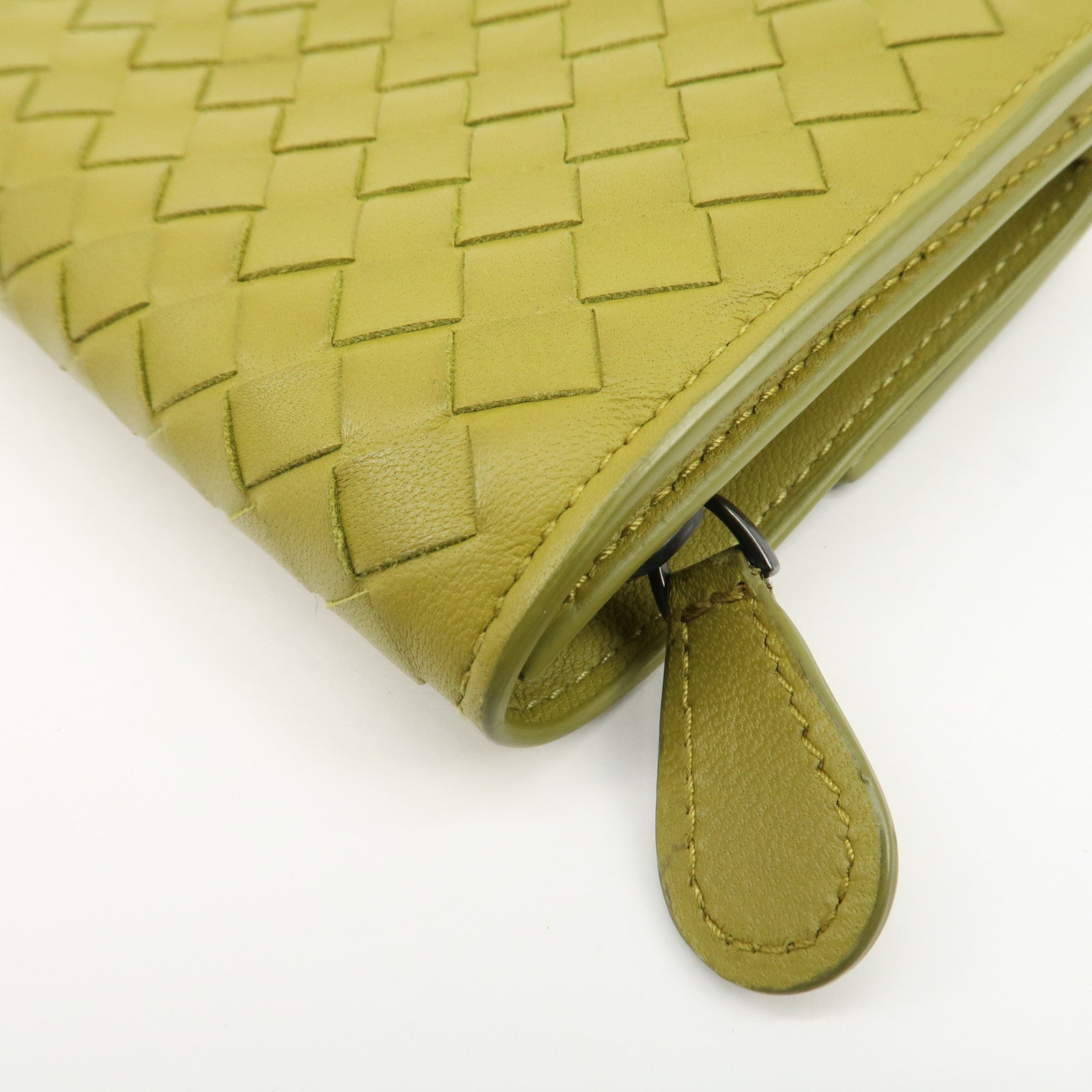 BOTTEGA VENETA Intrecciato Leather Bi-fold Long Wallet Yellow