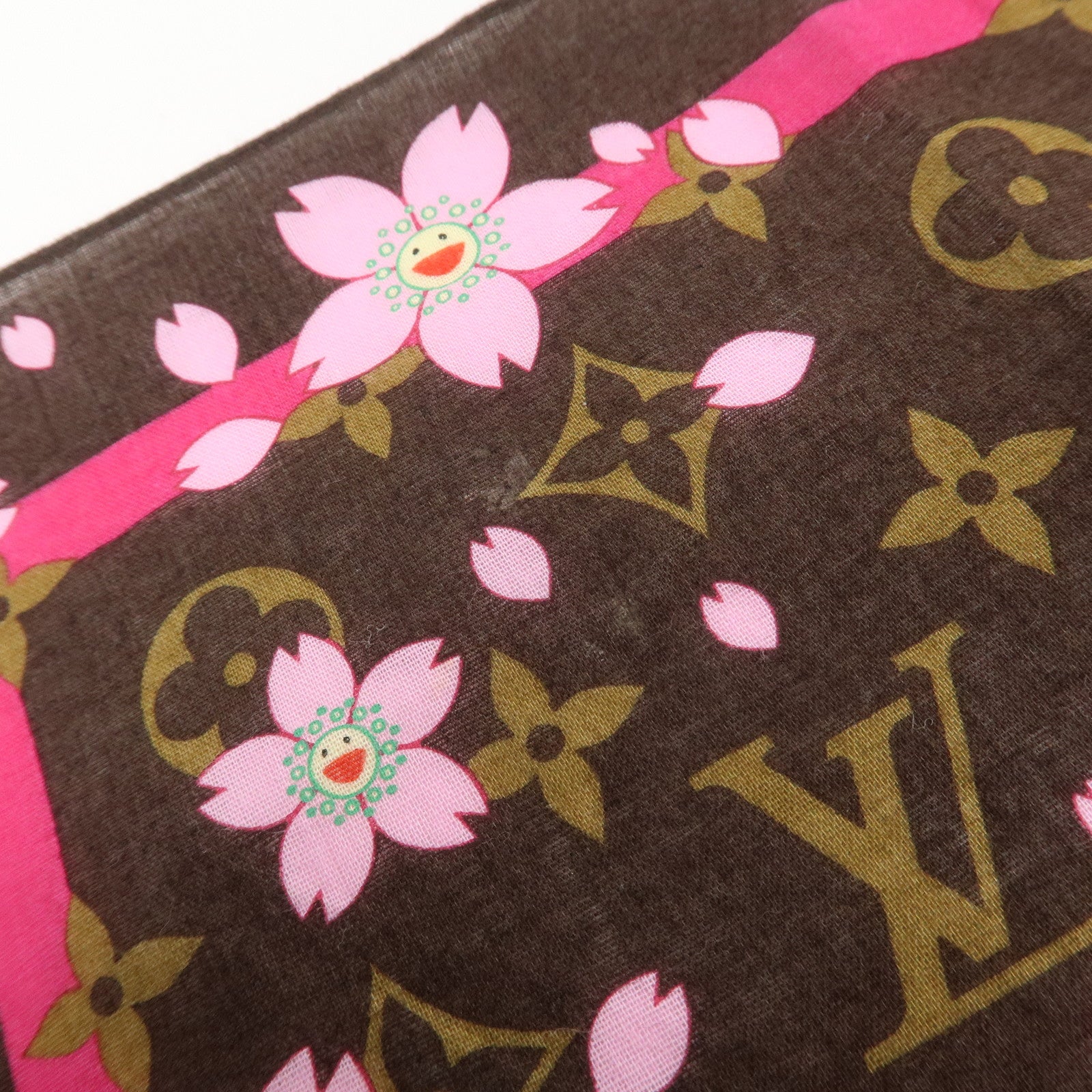 Louis Vuitton Monogram Cherry Blossom 100% Cotton Scarf M71920 Used