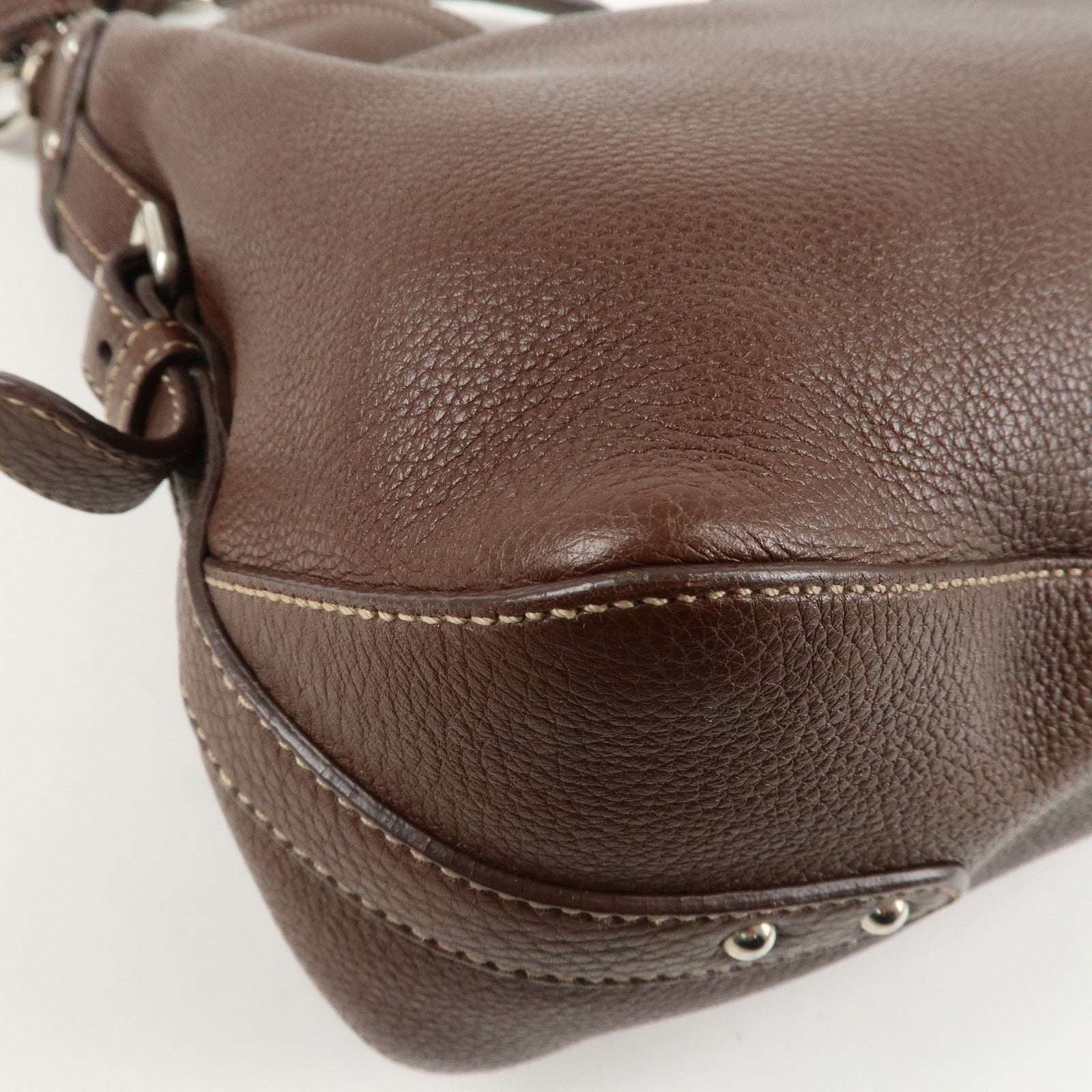 PRADA Leather Shoulder Bag Brown BR3408