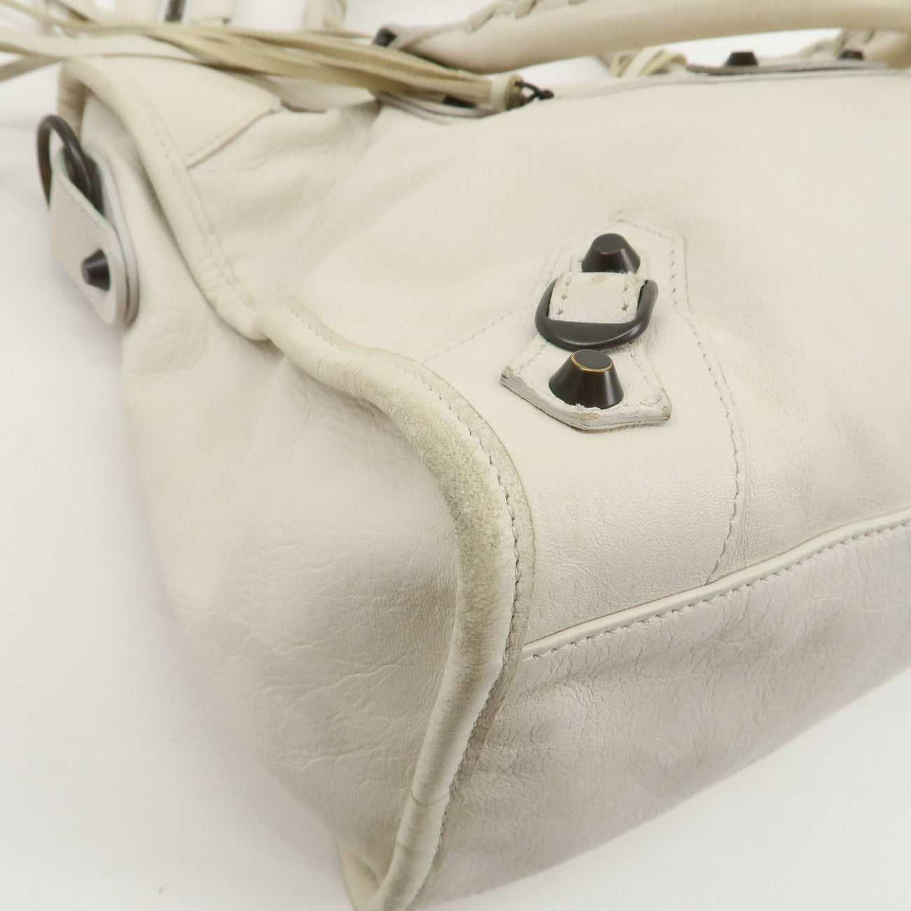 BALENCIAGA The City Leather 2Way Shoulder Bag Ivory 115748