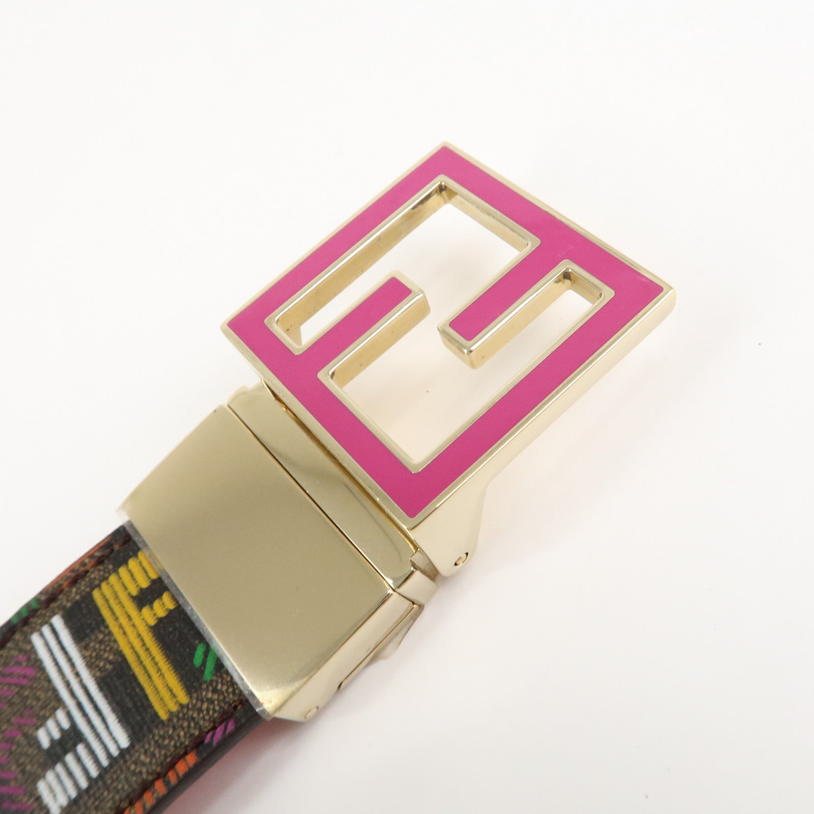 FENDI Zucchino PVC FF Logo Belt Multi Color Used