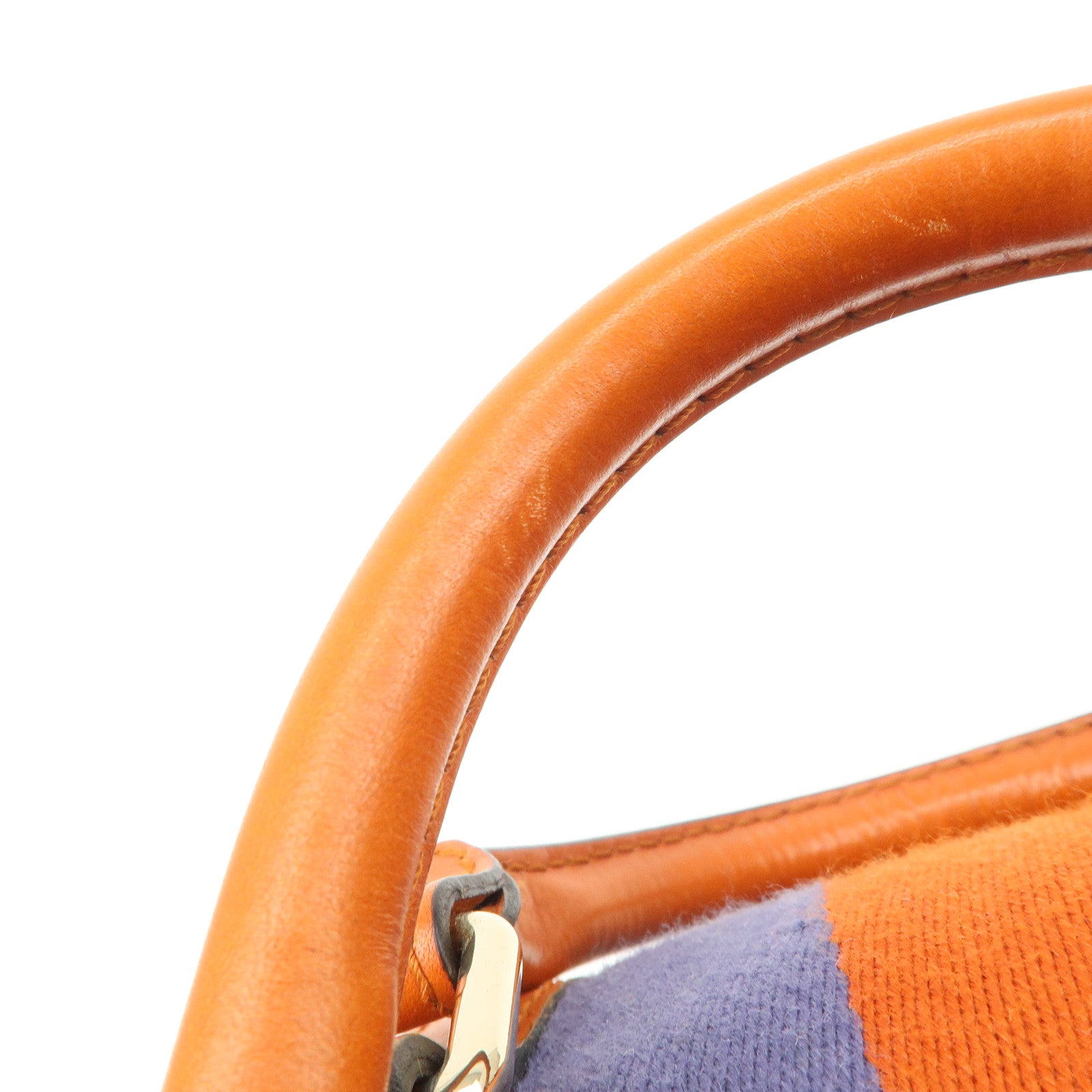 GUCCI Sherry GG Canvas Leather 2Way Boston Bag Orange 247205 Used