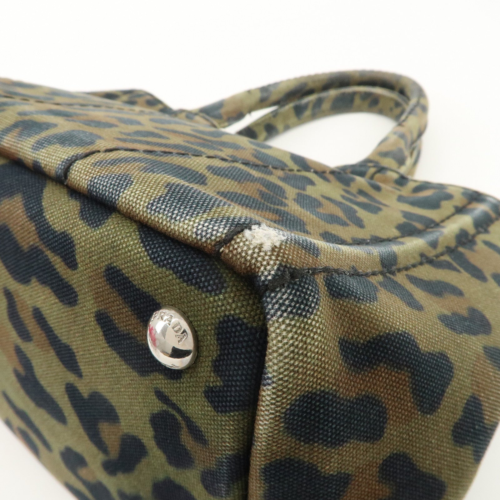 PRADA Canapa Mini Canvas 2Way Bag Hand Bag Leopard 1BG439