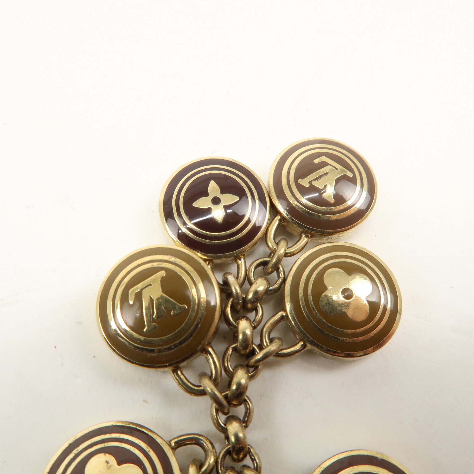 Porte Cles Pastilles Bag Charm Key Charm Gold Brown M65387 Used