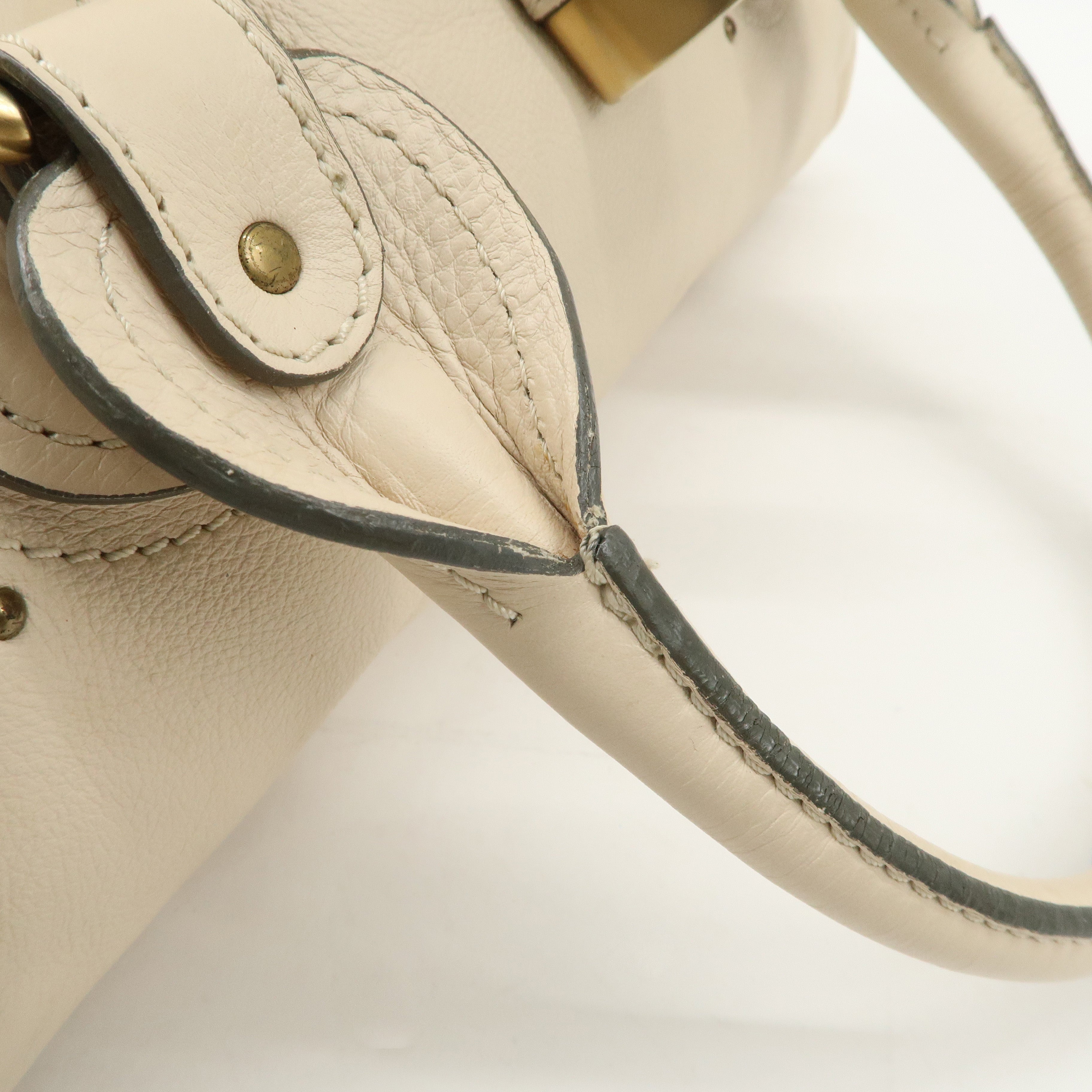 Chloe Paddington Leather Shoulder Bag Hand Bag Ivory Used