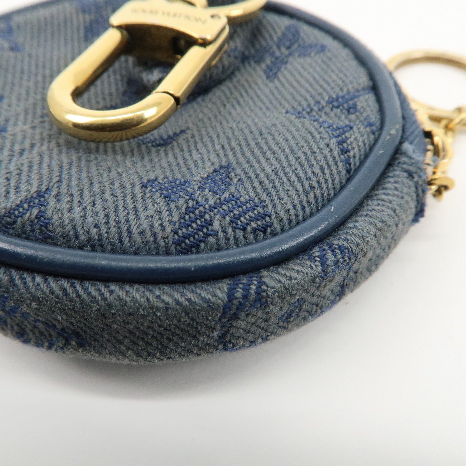 Louis Vuitton Monogram Denim Round Pouch Coin Case Blue M68290 Used