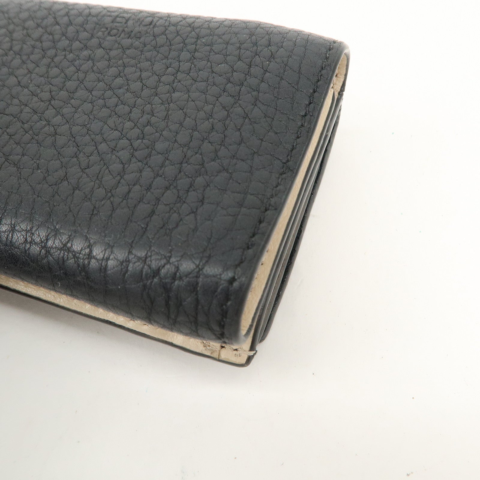 FENDI Leather Peekaboo Micro Wallet Black Gold Hardware 8M0426 Used