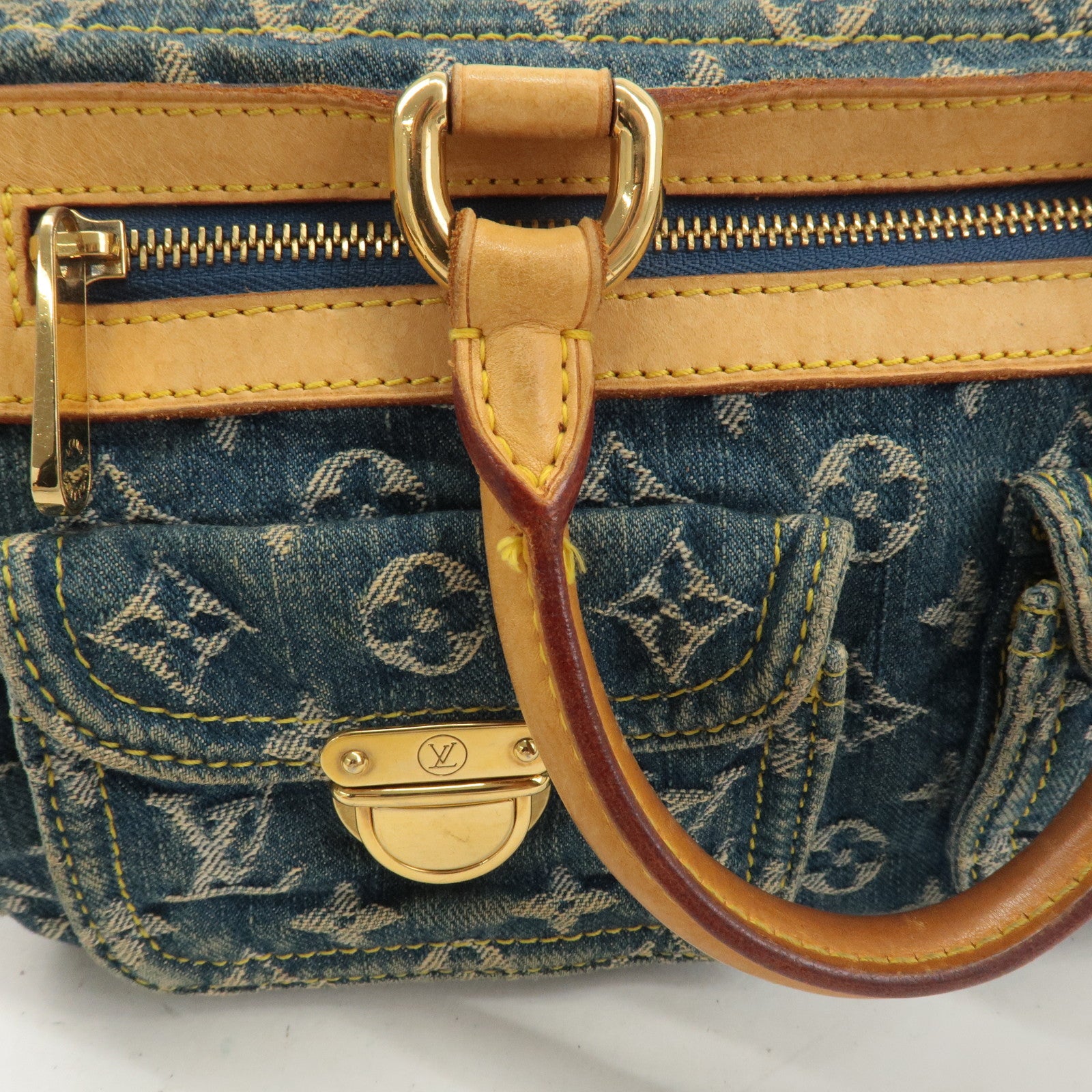 Louis Vuitton Monogram Denim Neo Speedy Boston Bag Blue M95019