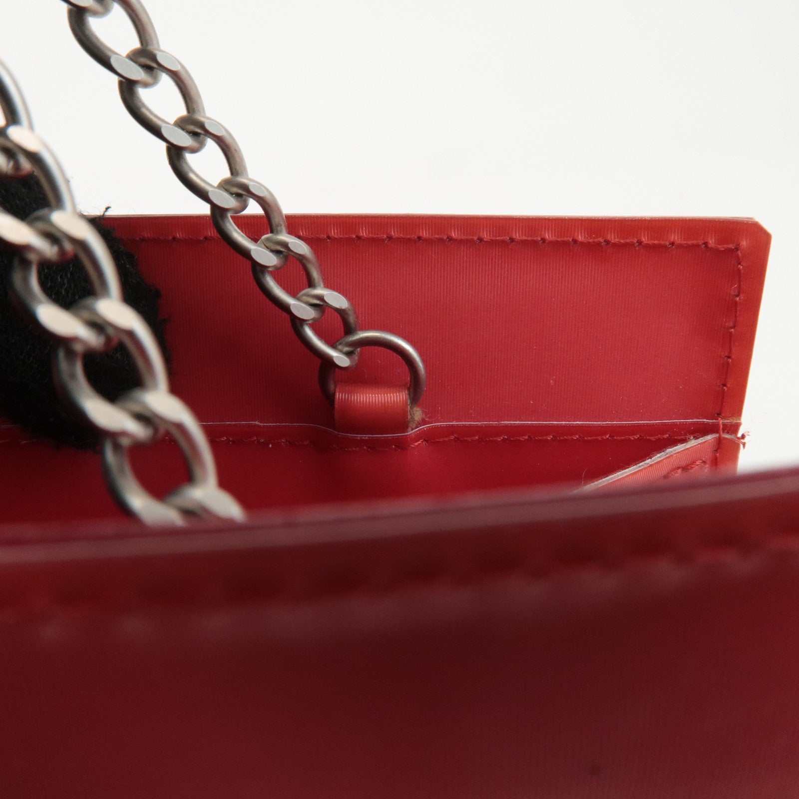 CHANEL Vinyl Hologram Coco Mark Chain Shoulder Bag Red