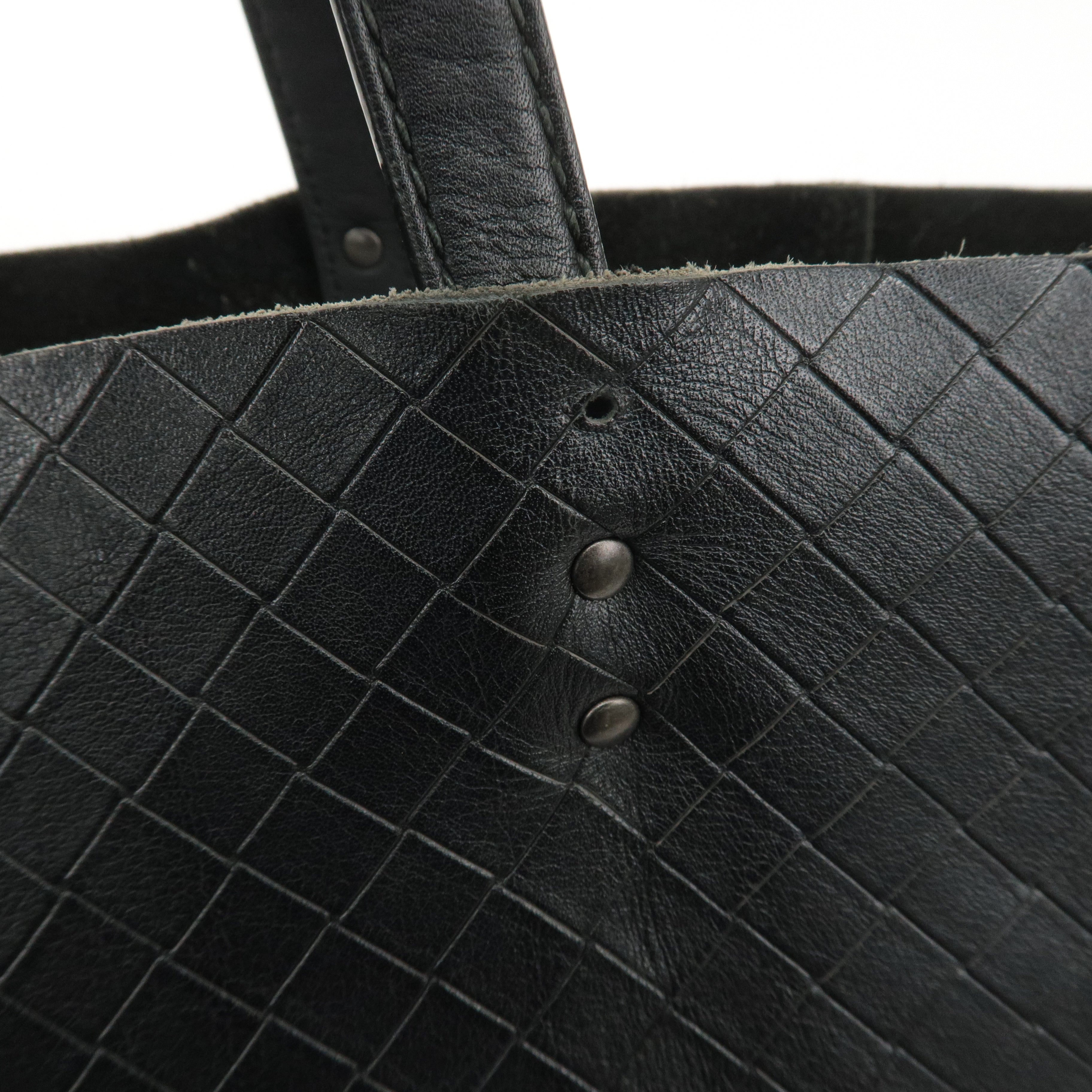 BOTTEGA VENETA Intreccio Leather Tote Bag Shoulder Bag Black