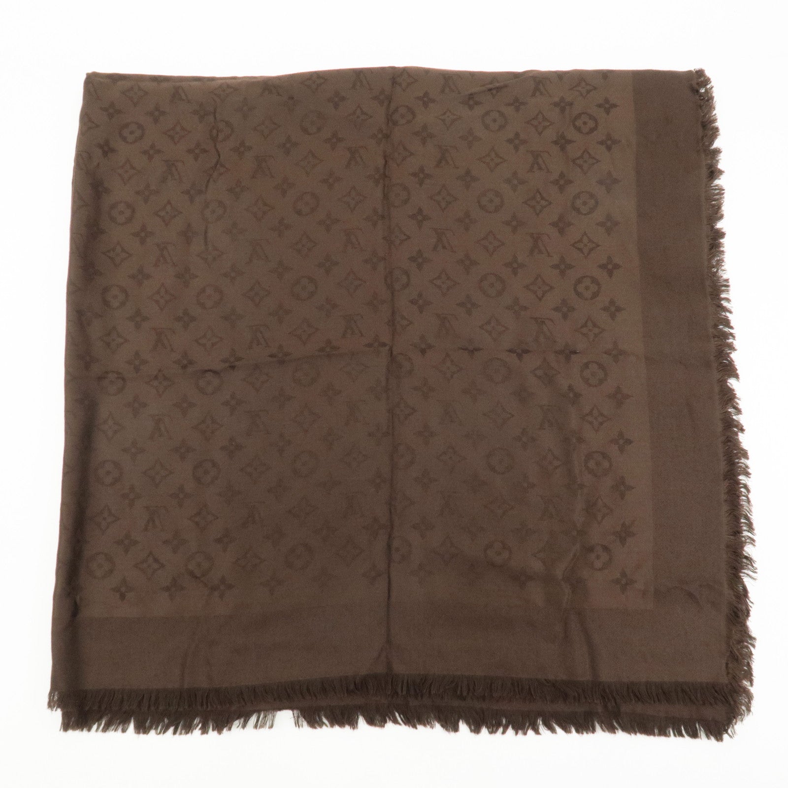 Louis Vuitton Monogram Silk Wool Stole Brown 402336 Used