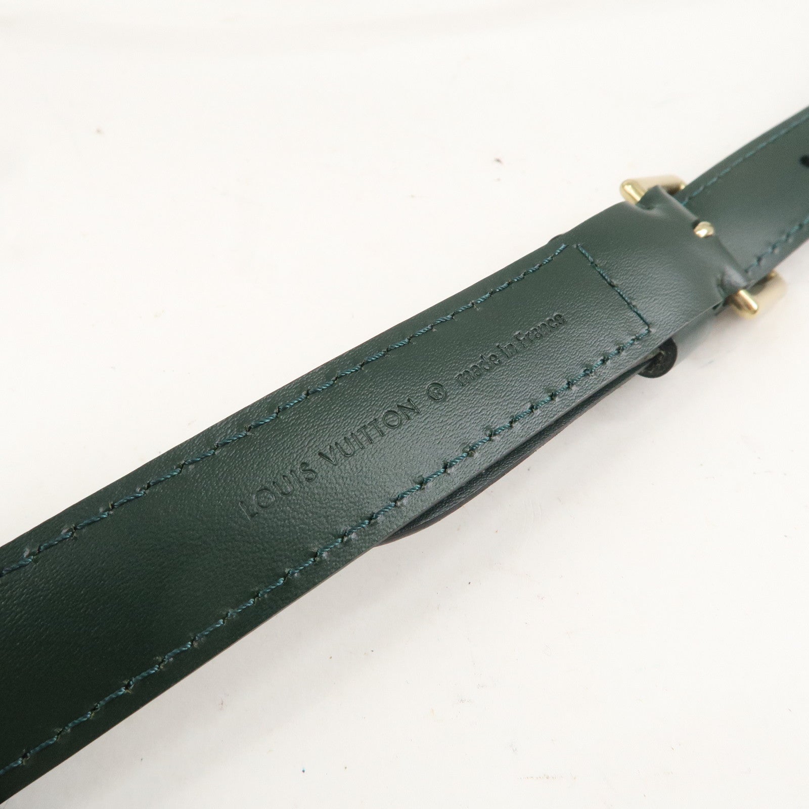 Louis Vuitton Leather Adjustable Shoulder Strap Green 100cm