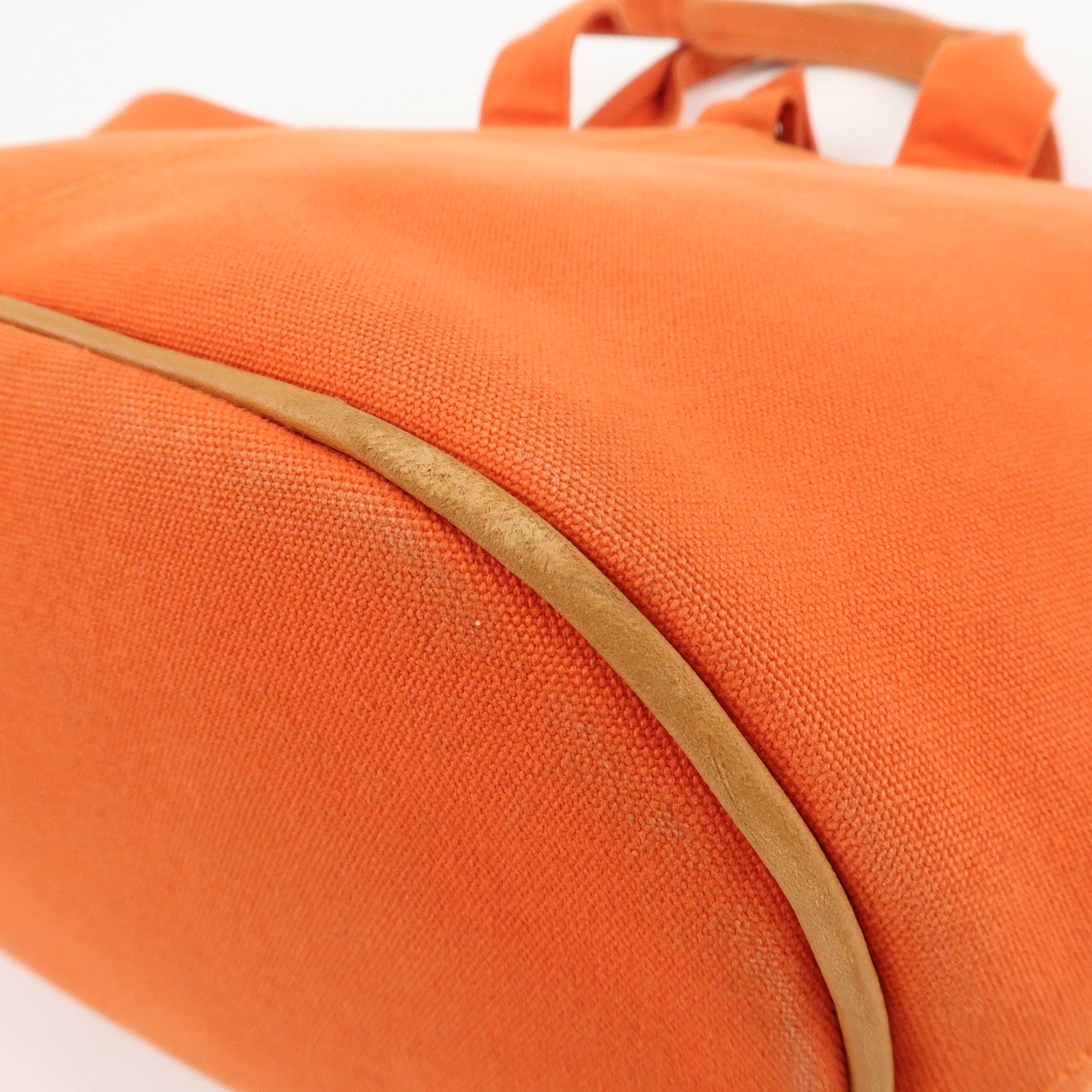 HERMES Canvas Leather Panied Plage PM Tote Bag Orange