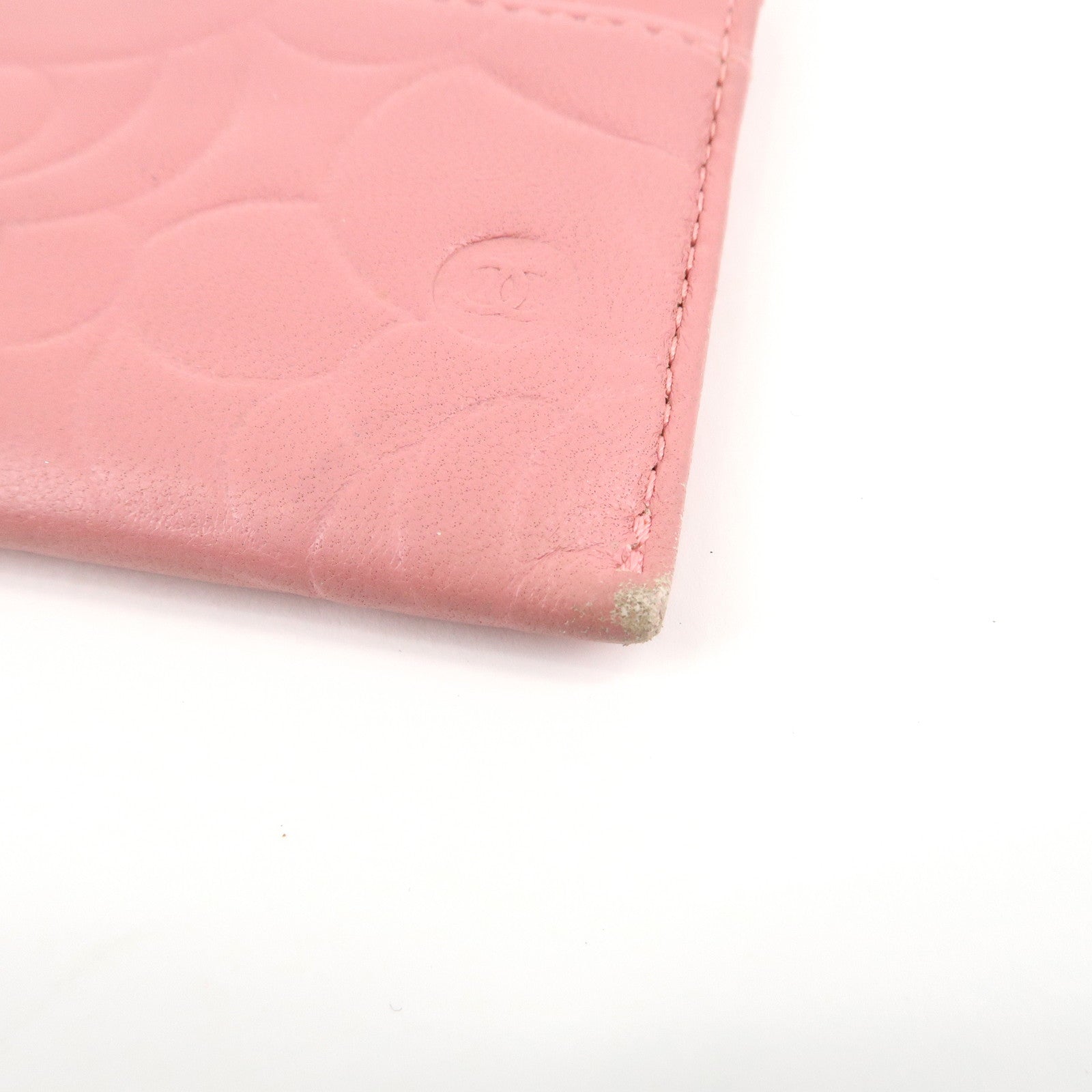 CHANEL Camelia Lamb Skin Card Case Pink A82286