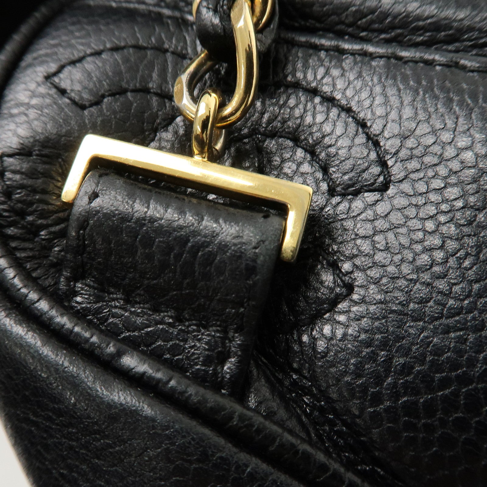 CHANEL Caviar Skin Triple Coco Ruck Sack Back Pack Black Gold HDW Used