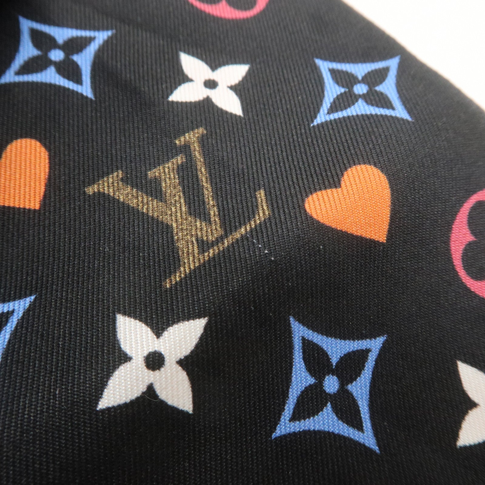 Louis Vuitton Game on Bandeau Silk 100% Scraf Black MP2904