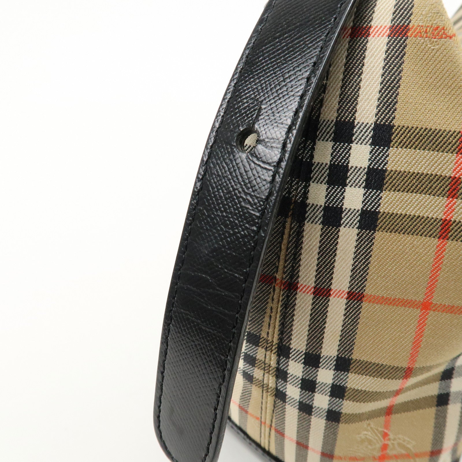 BURBERRY Burberrys Nova Plaid Canvas Leather Shoulder Bag