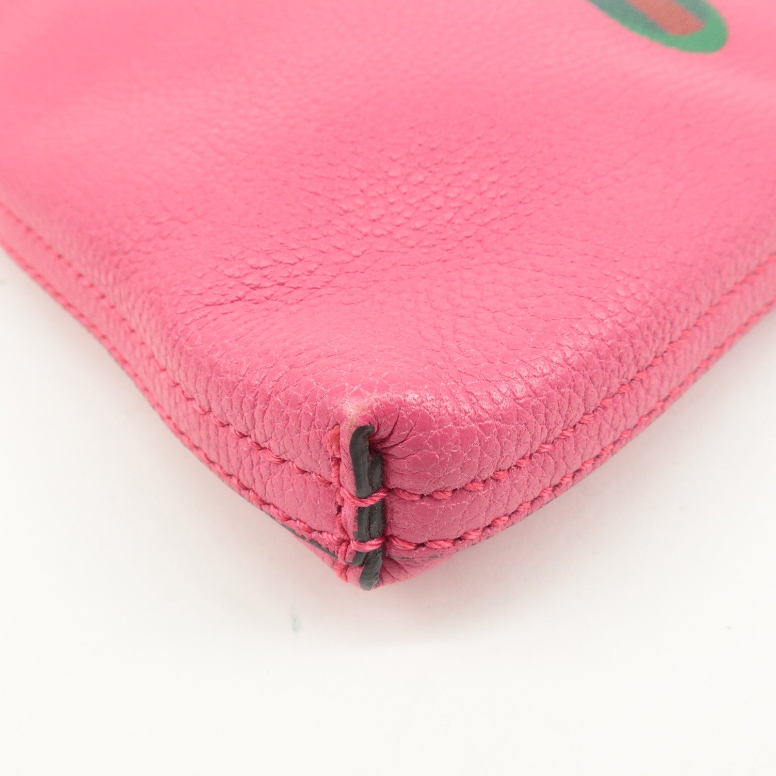 GUCCI Leather Logo Clutch Bag Pink 500981