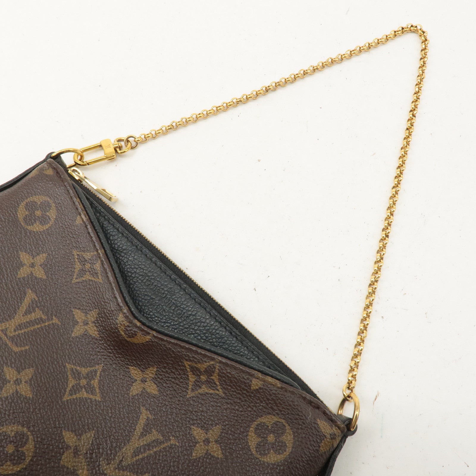 LOUIS VUITTON Monogram Pallas Clutch 2Way Shoulder Bag Noir M41639