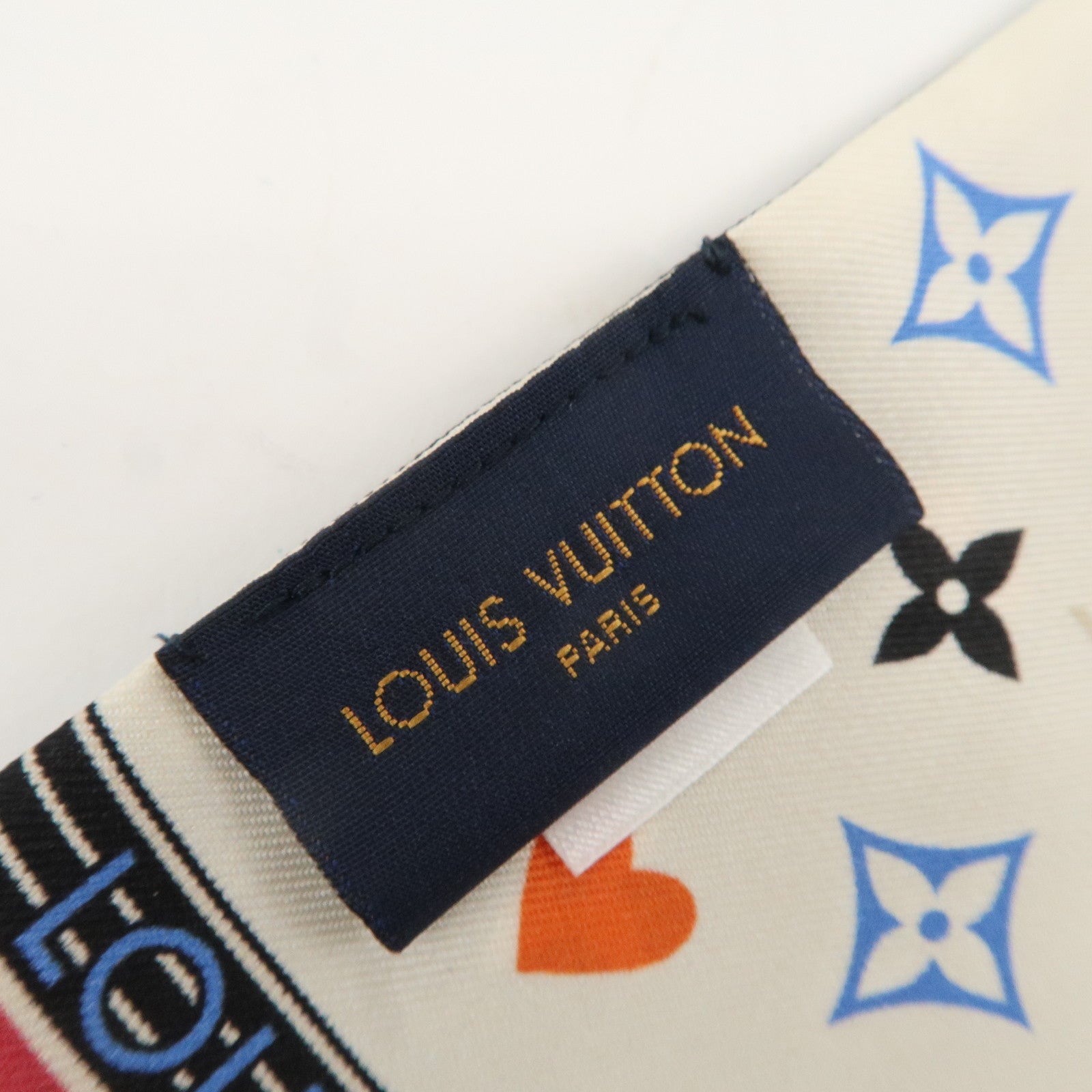 Louis Vuitton Game on Bandeau Silk 100% Scarf Black MP2904 Used