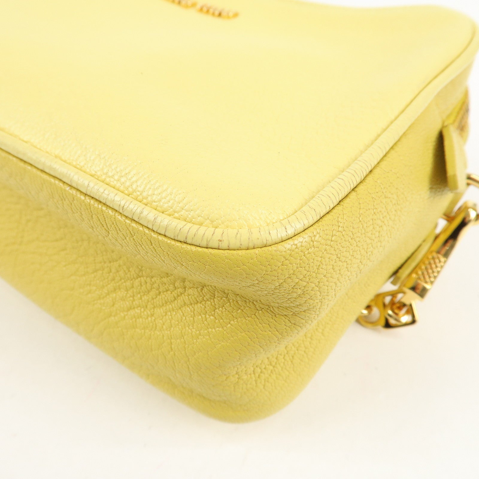 MIU MIU Leather MADRAS BICOLORE Shoulder Bag Yellow RT0539